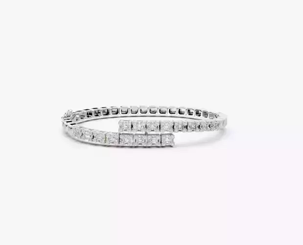 N BG03 Baguette diamond Bangle Bracelet oval shape