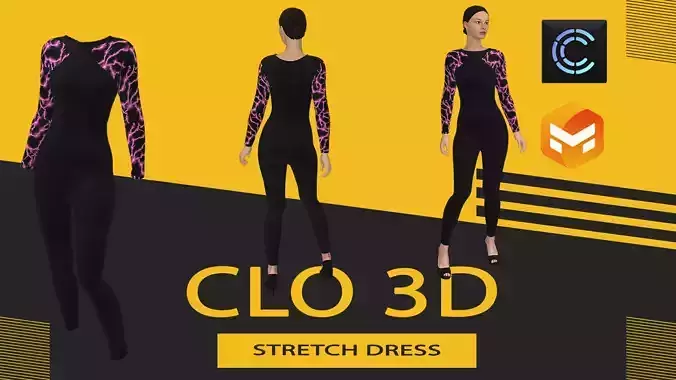 Stretch dress Marvelous Designer or Clo3D ZPRJ