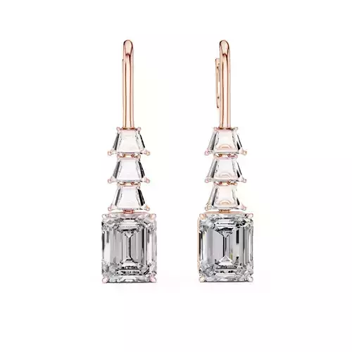 Emerald and Trapezoid Cut Diamond Earring 3DM STL Video 3D print model