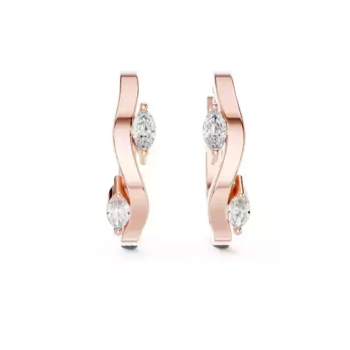 Marquise Cut Diamond Curved Earring 3DM STL Video 3D print model