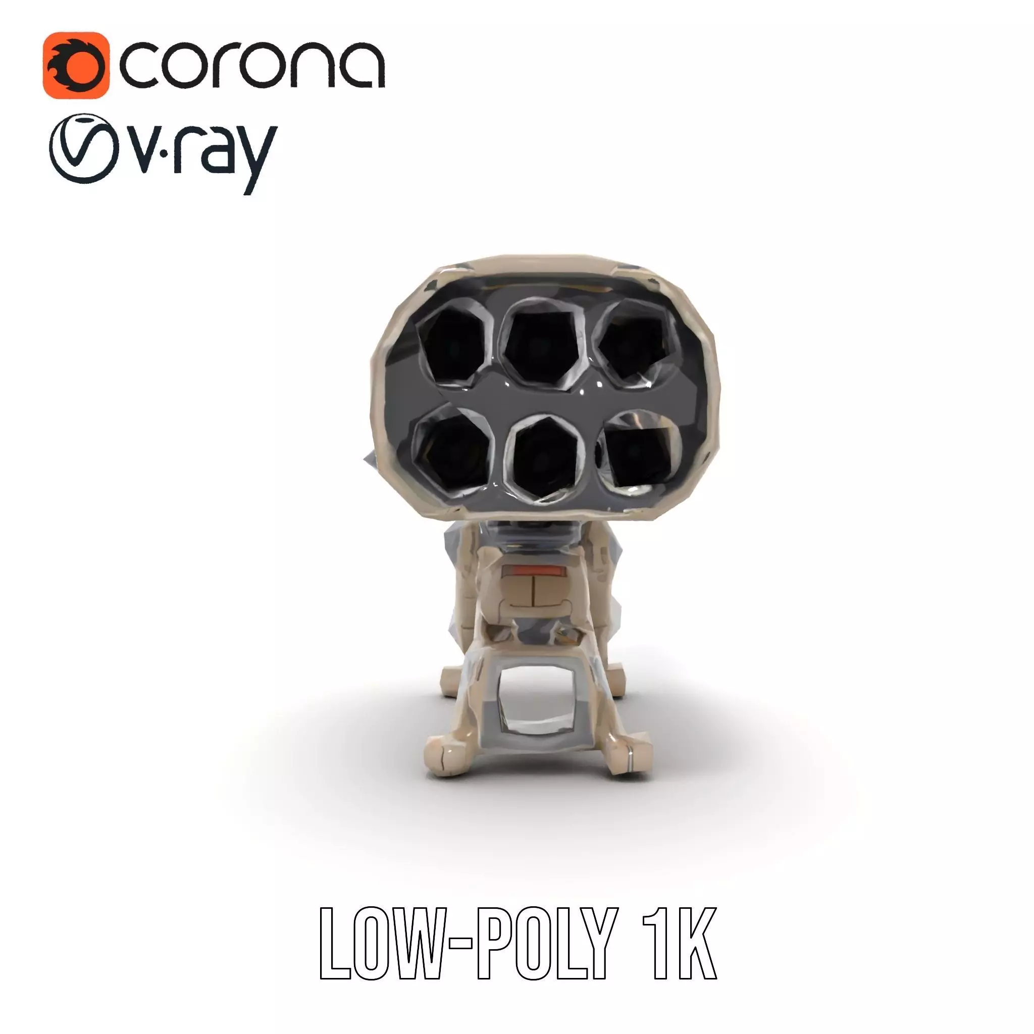 Futuristic Artillery Cannon Model Pack Low-poly 3D model_10