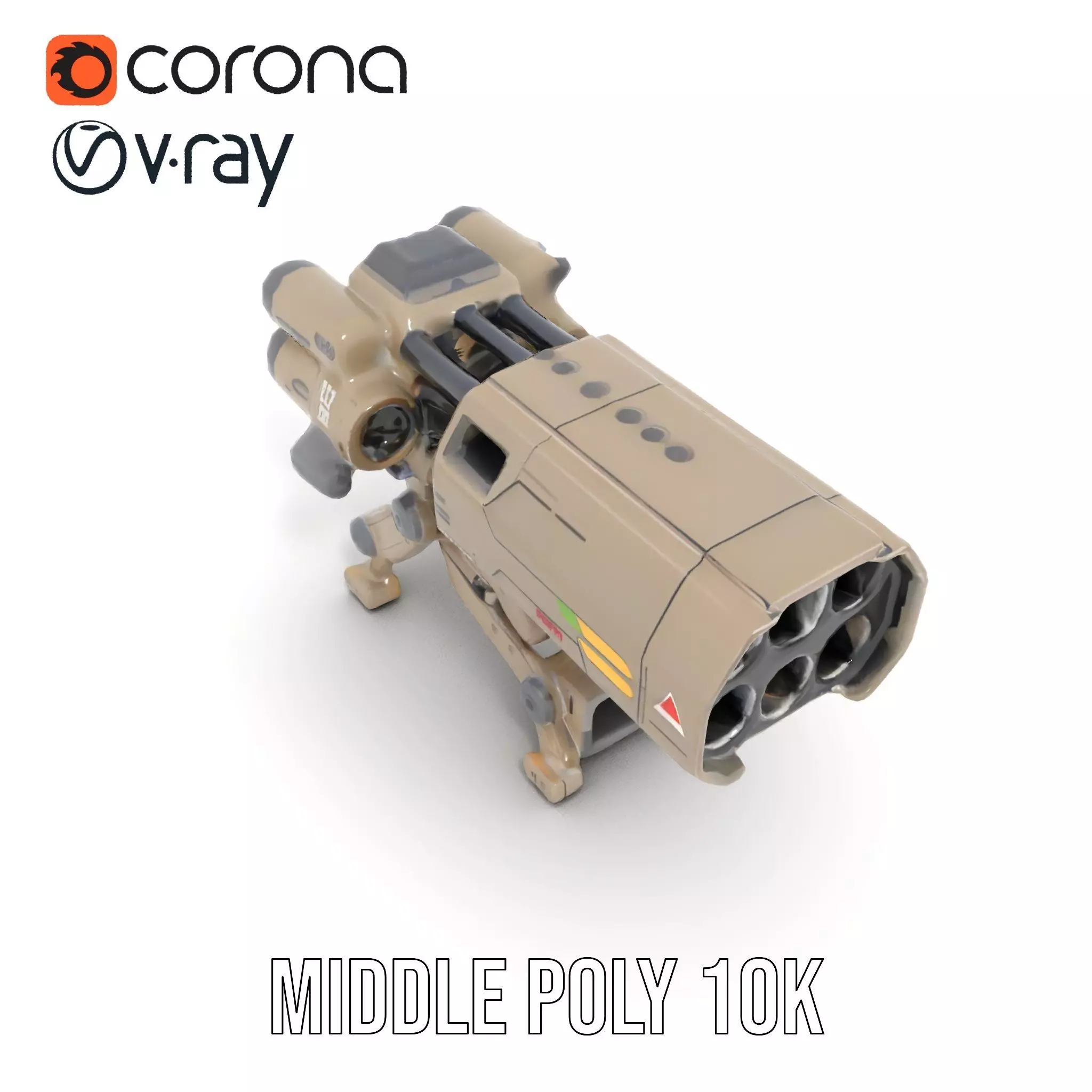 Futuristic Artillery Cannon Model Pack Low-poly 3D model_7