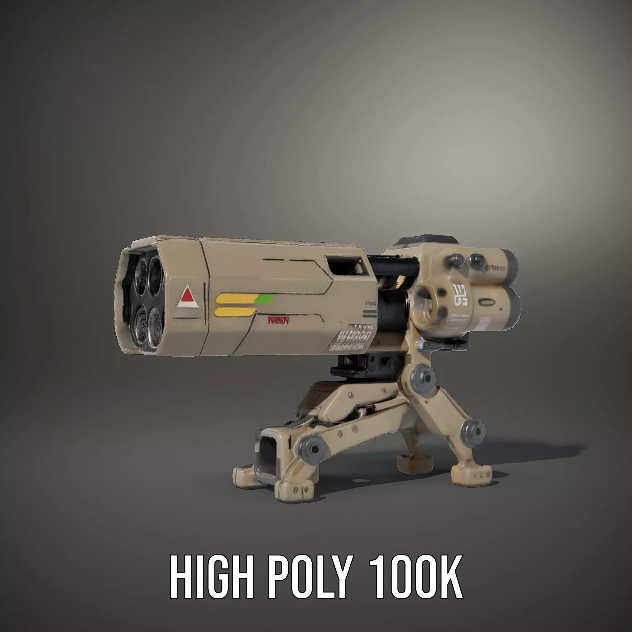 Futuristic Artillery Cannon Model Pack Low-poly 3D model_11
