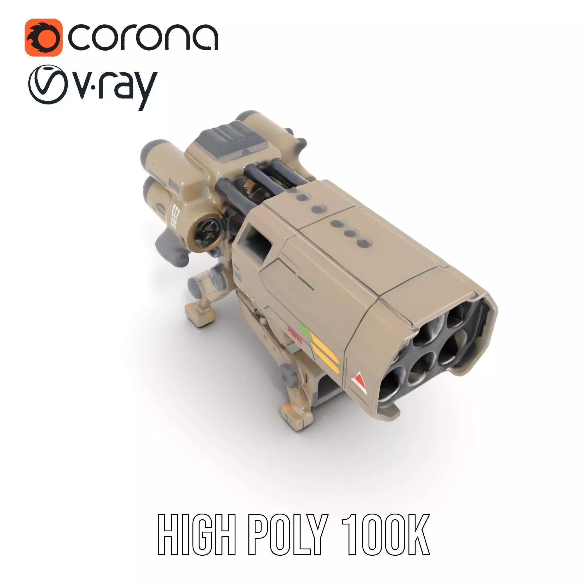 Futuristic Artillery Cannon Model Pack Low-poly 3D model_21