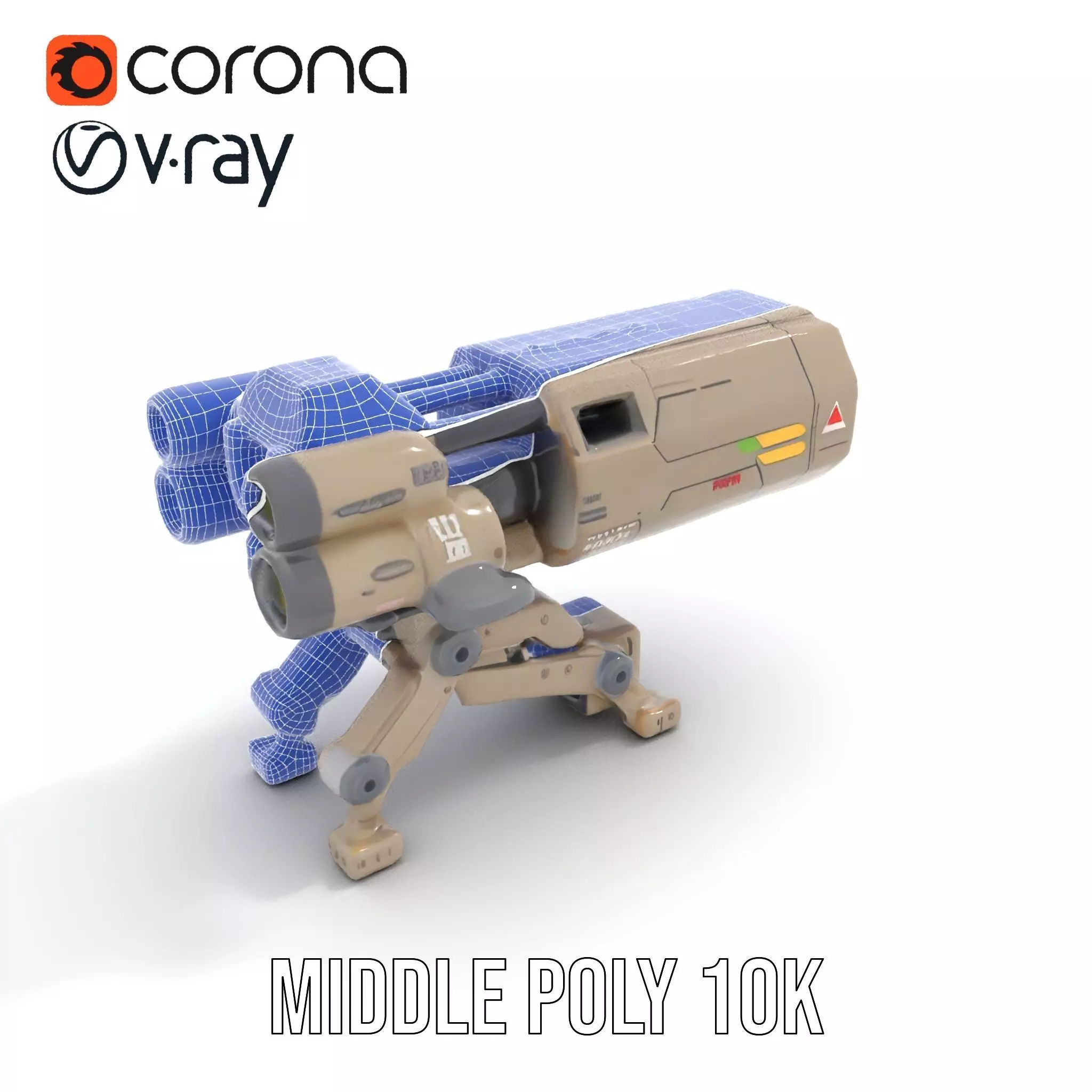 Futuristic Artillery Cannon Model Pack Low-poly 3D model_25