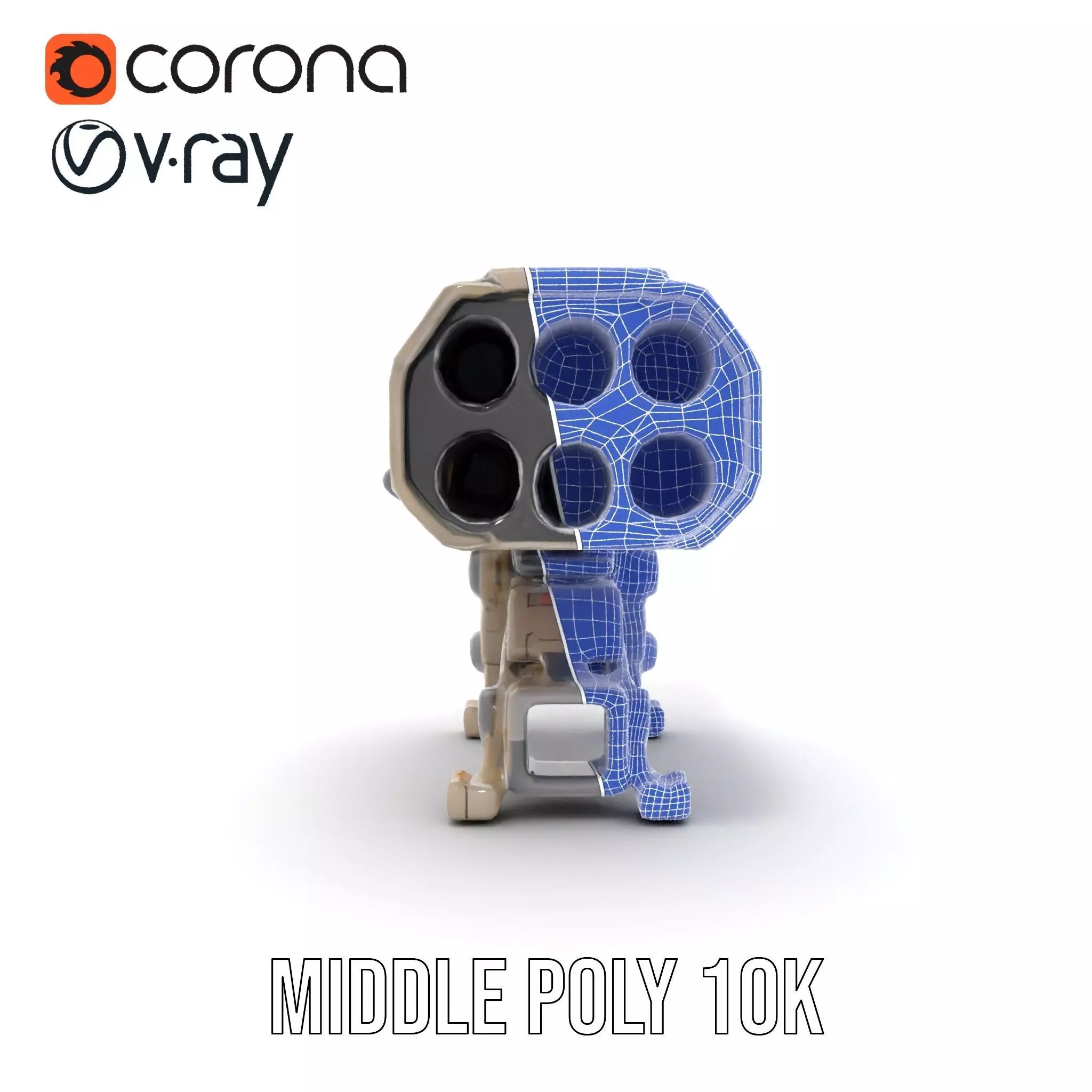 Futuristic Artillery Cannon Model Pack Low-poly 3D model_19