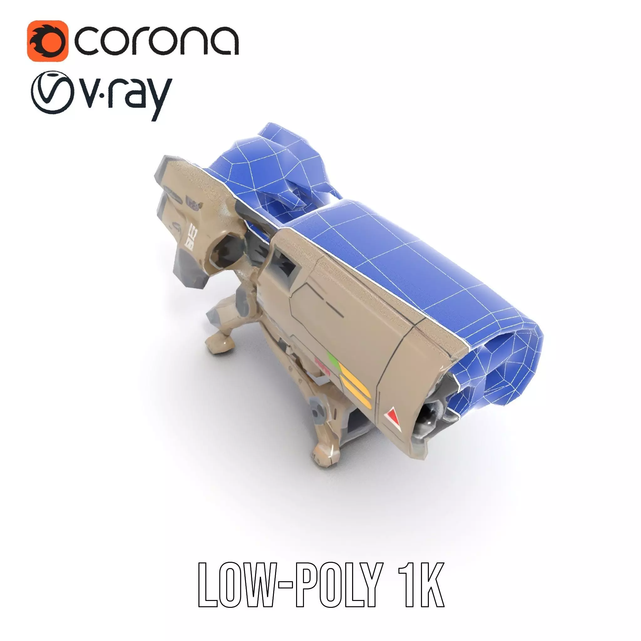 Futuristic Artillery Cannon Model Pack Low-poly 3D model_31
