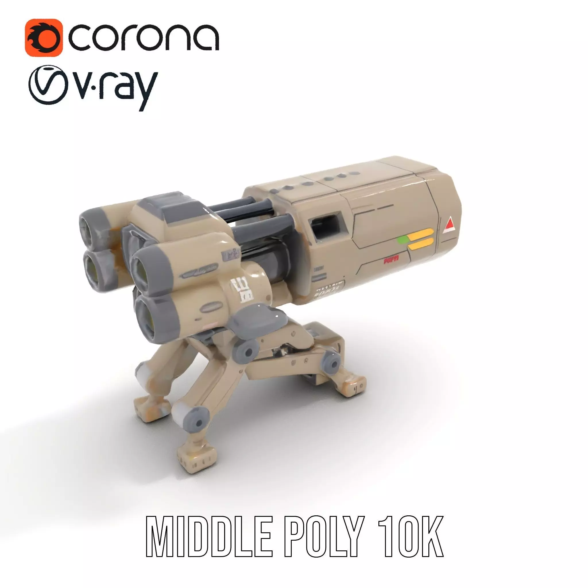 Futuristic Artillery Cannon Model Pack Low-poly 3D model_6
