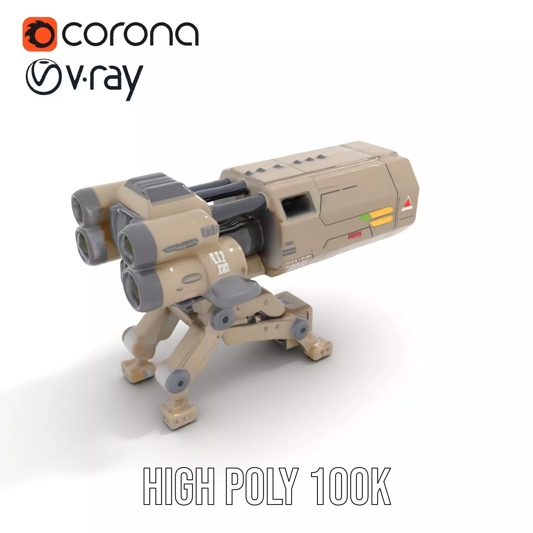 Futuristic Artillery Cannon Model Pack Low-poly 3D model_27