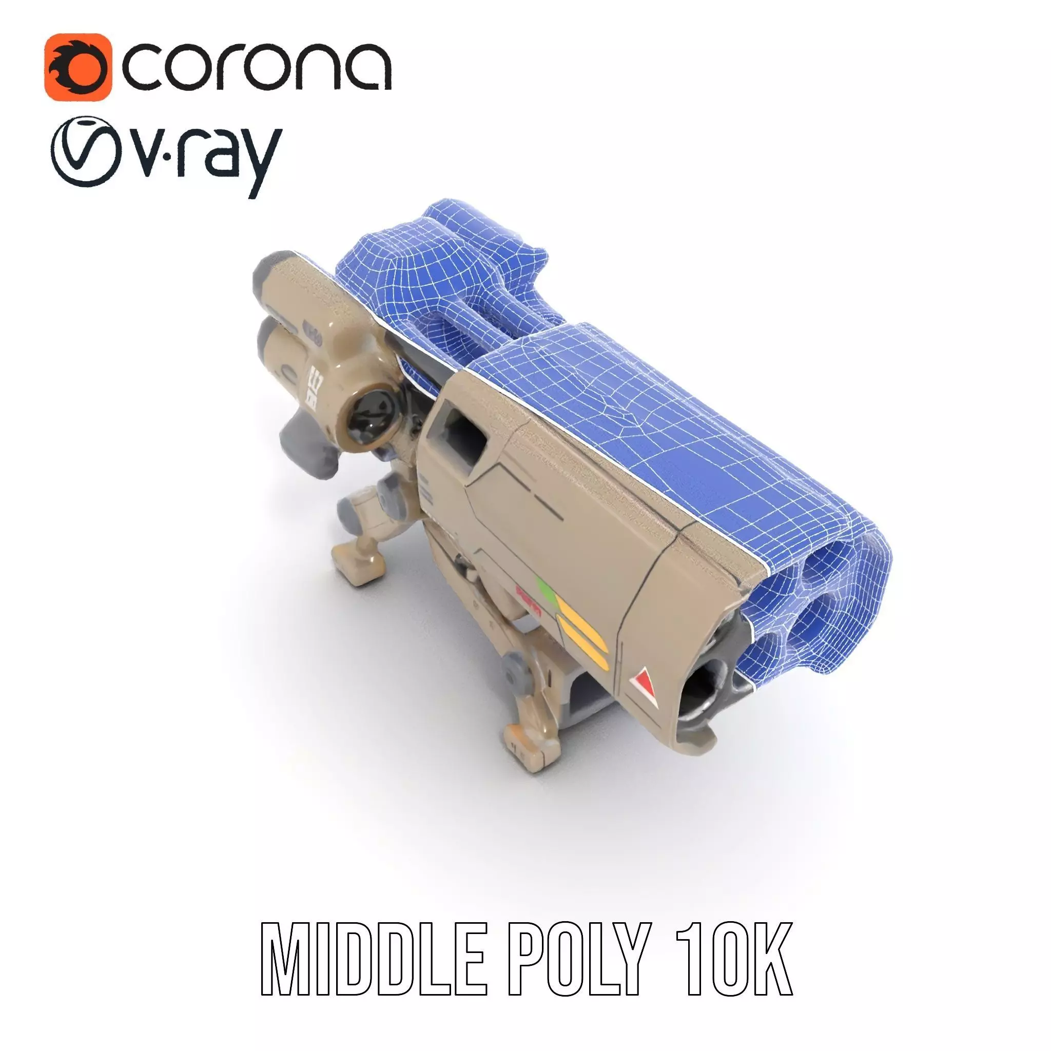 Futuristic Artillery Cannon Model Pack Low-poly 3D model_22