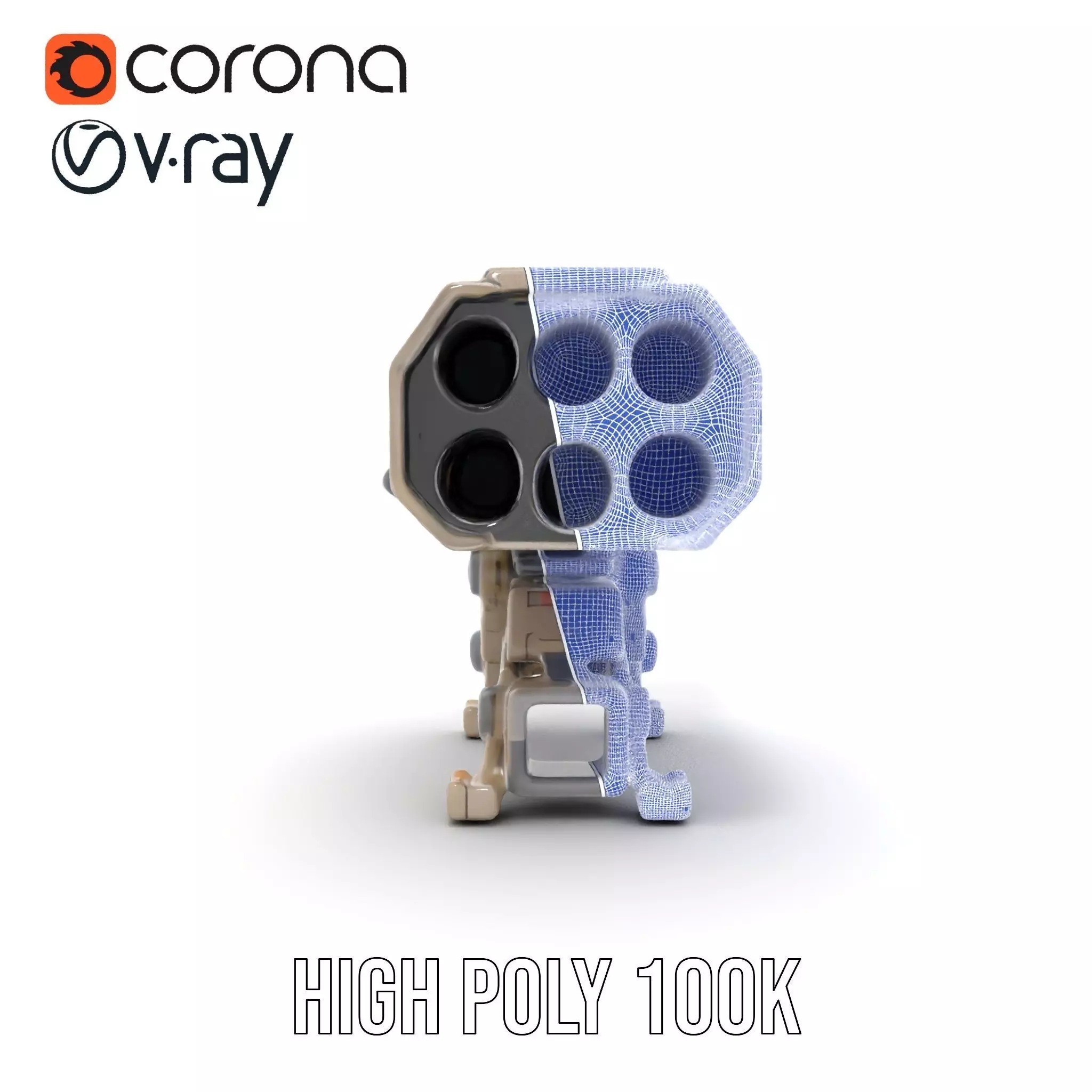 Futuristic Artillery Cannon Model Pack Low-poly 3D model_34