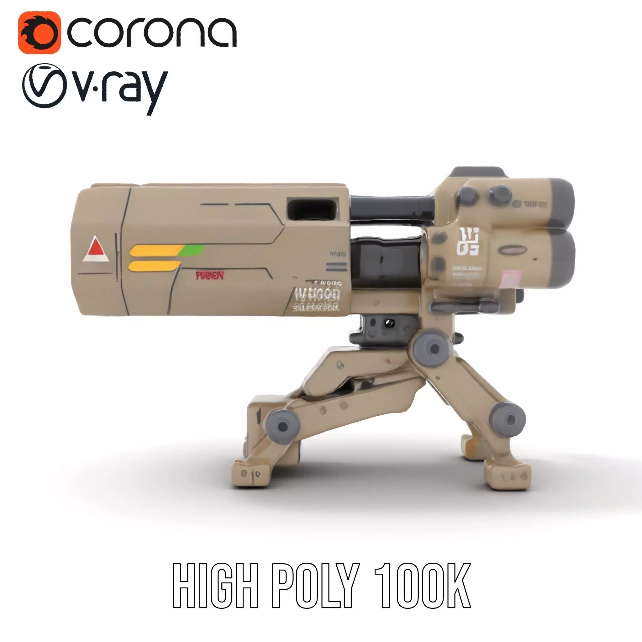 Futuristic Artillery Cannon Model Pack Low-poly 3D model_16