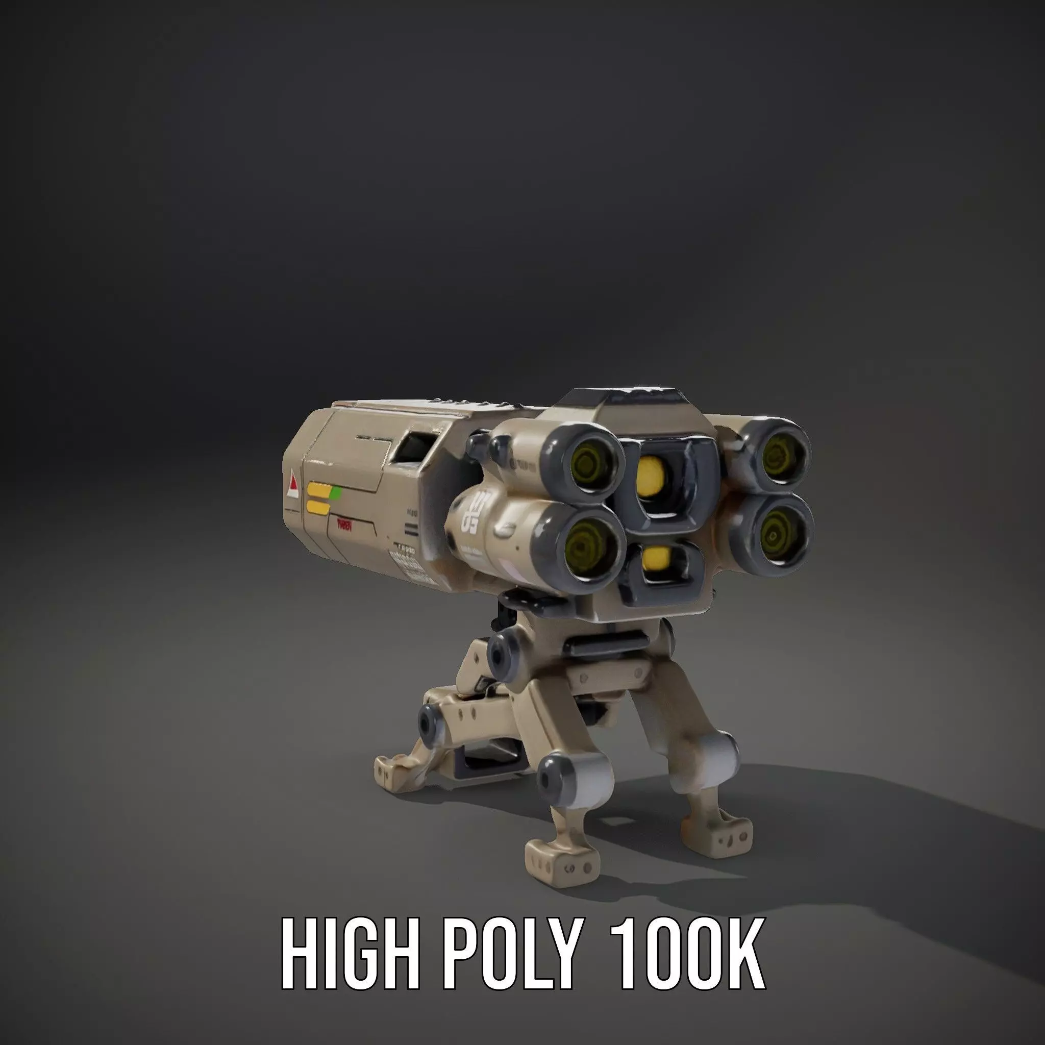 Futuristic Artillery Cannon Model Pack Low-poly 3D model_9