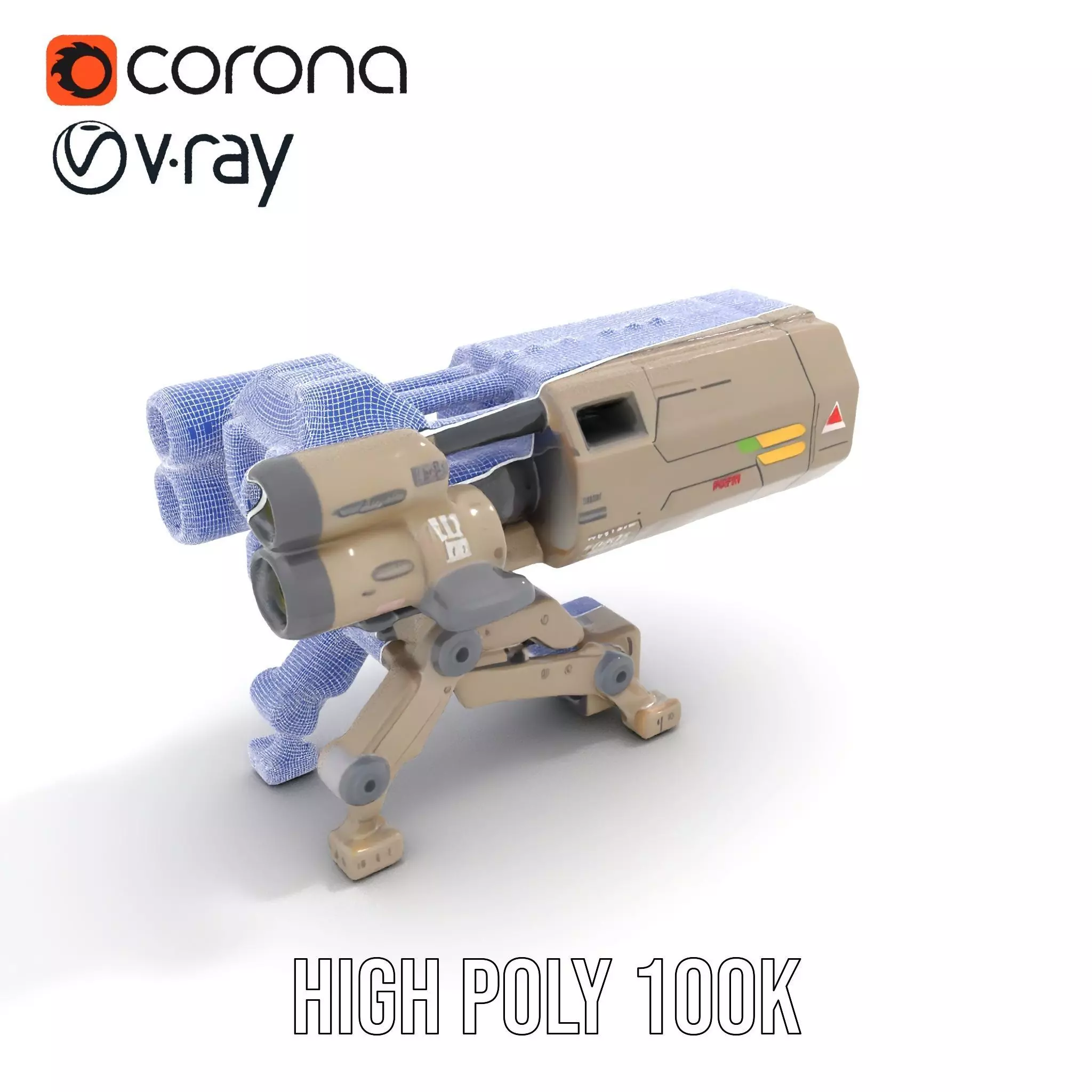 Futuristic Artillery Cannon Model Pack Low-poly 3D model_33