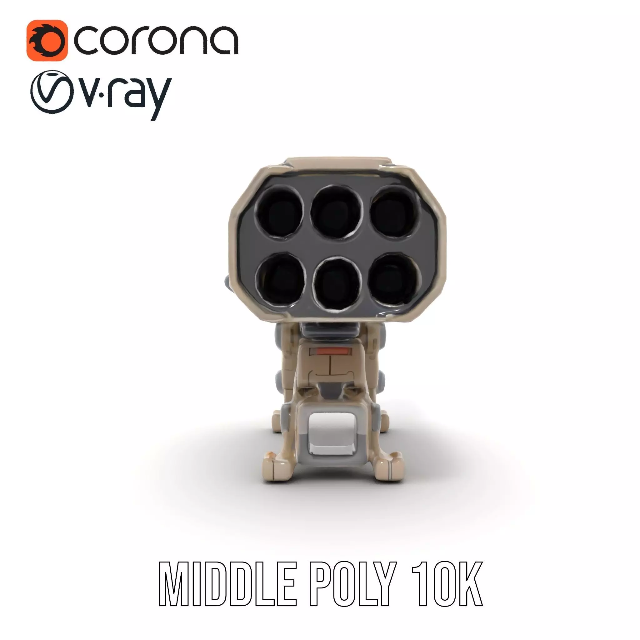 Futuristic Artillery Cannon Model Pack Low-poly 3D model_14