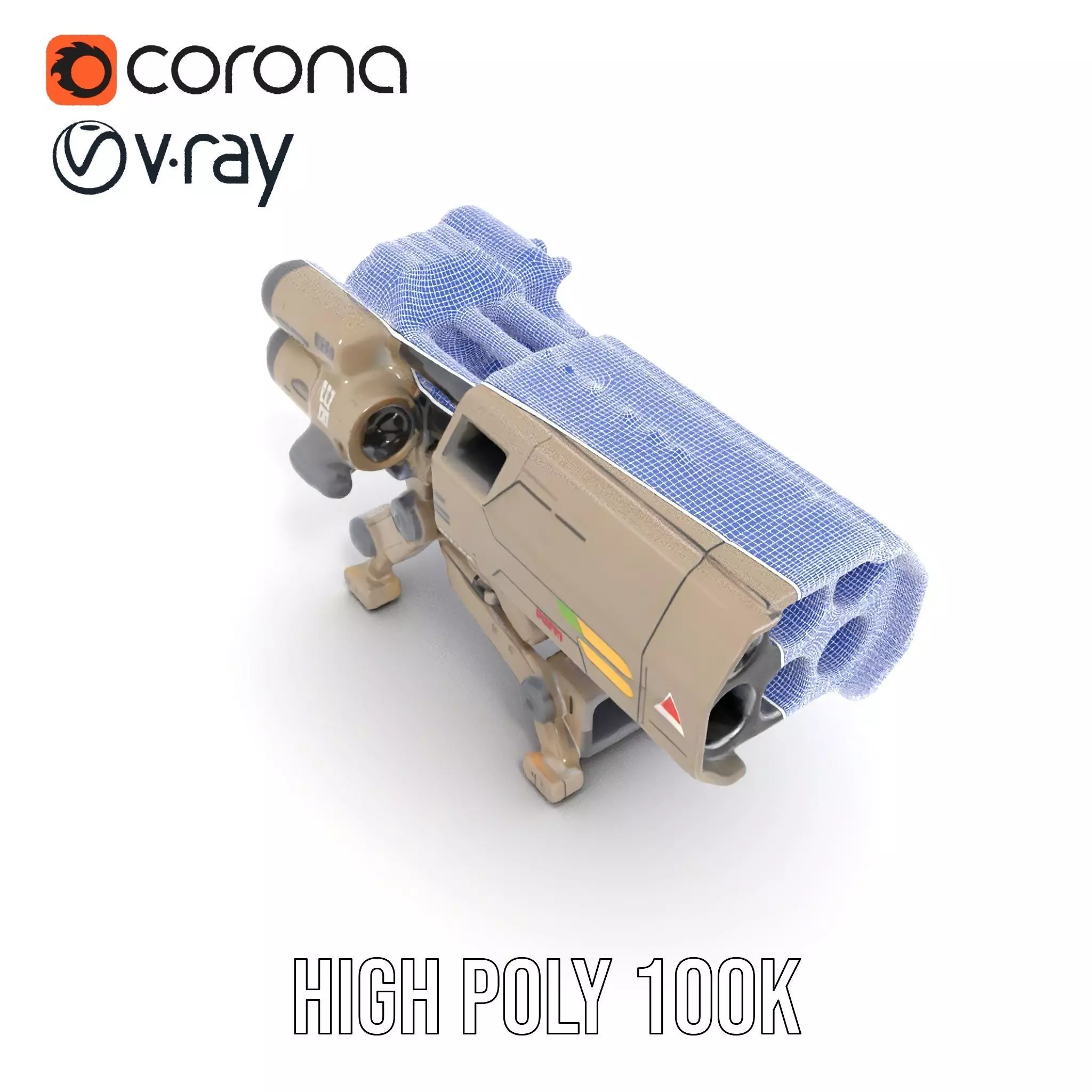 Futuristic Artillery Cannon Model Pack Low-poly 3D model_32