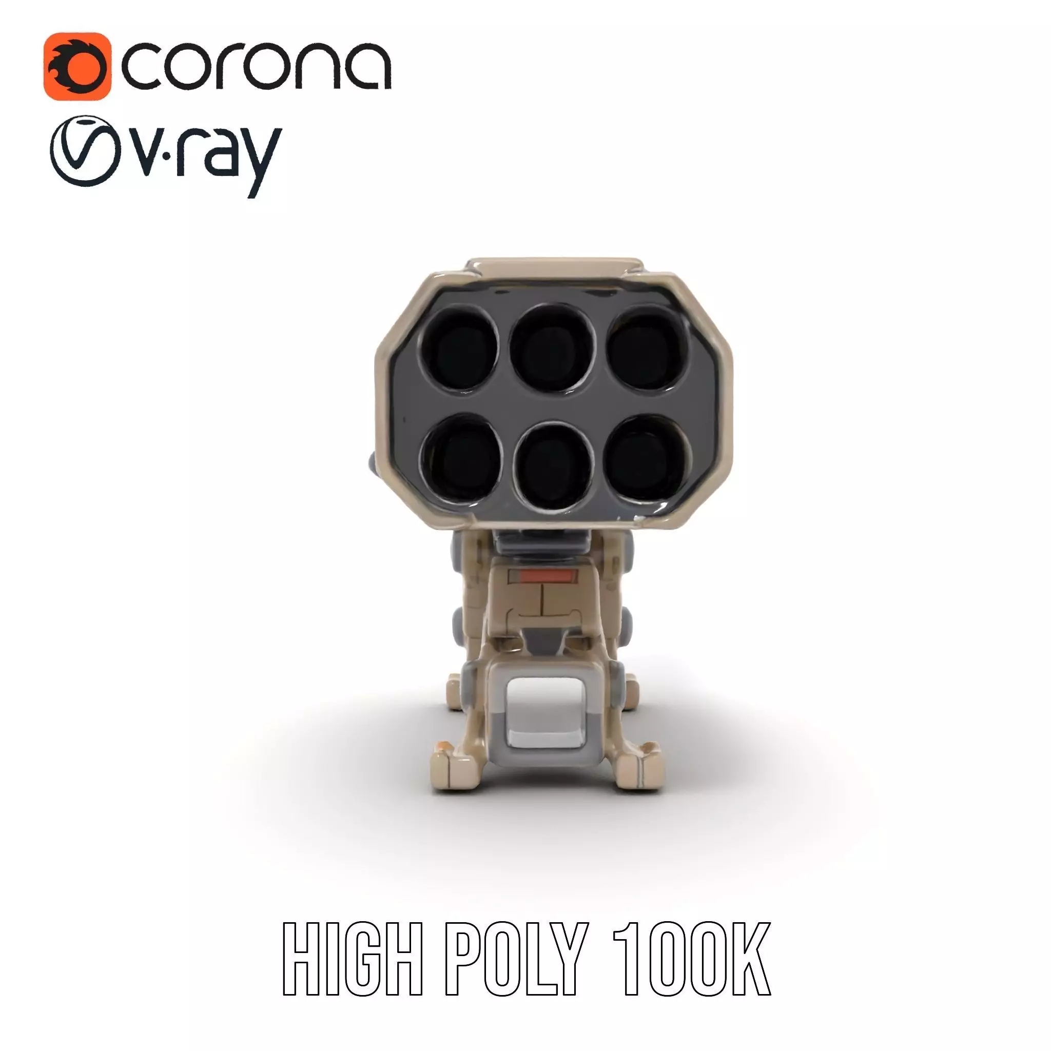 Futuristic Artillery Cannon Model Pack Low-poly 3D model_24