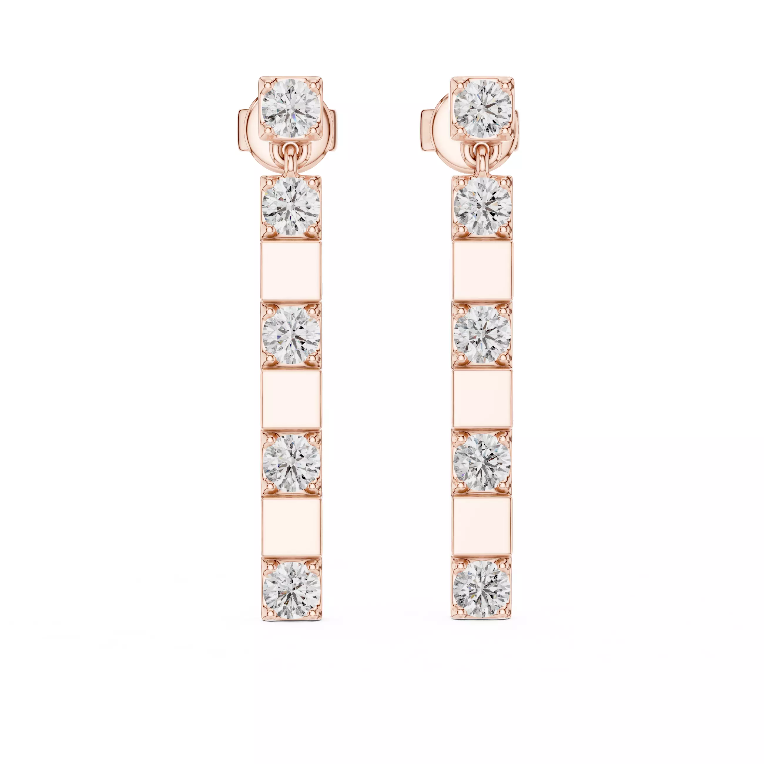 Round Cut Diamond Straight Earring 3DM STL Video 3D print model