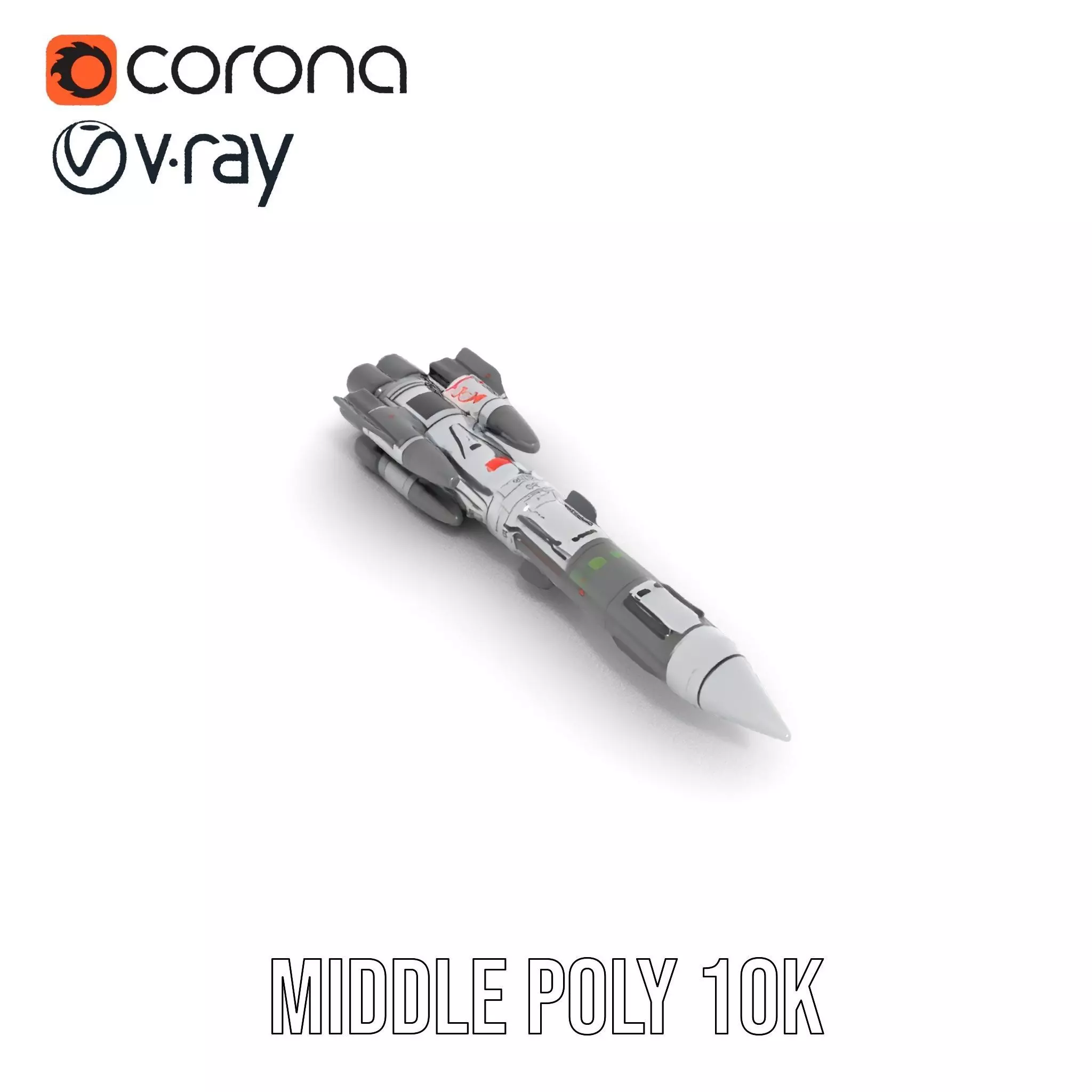 Futuristic Space Rocket model pack Low-poly 3D model_6