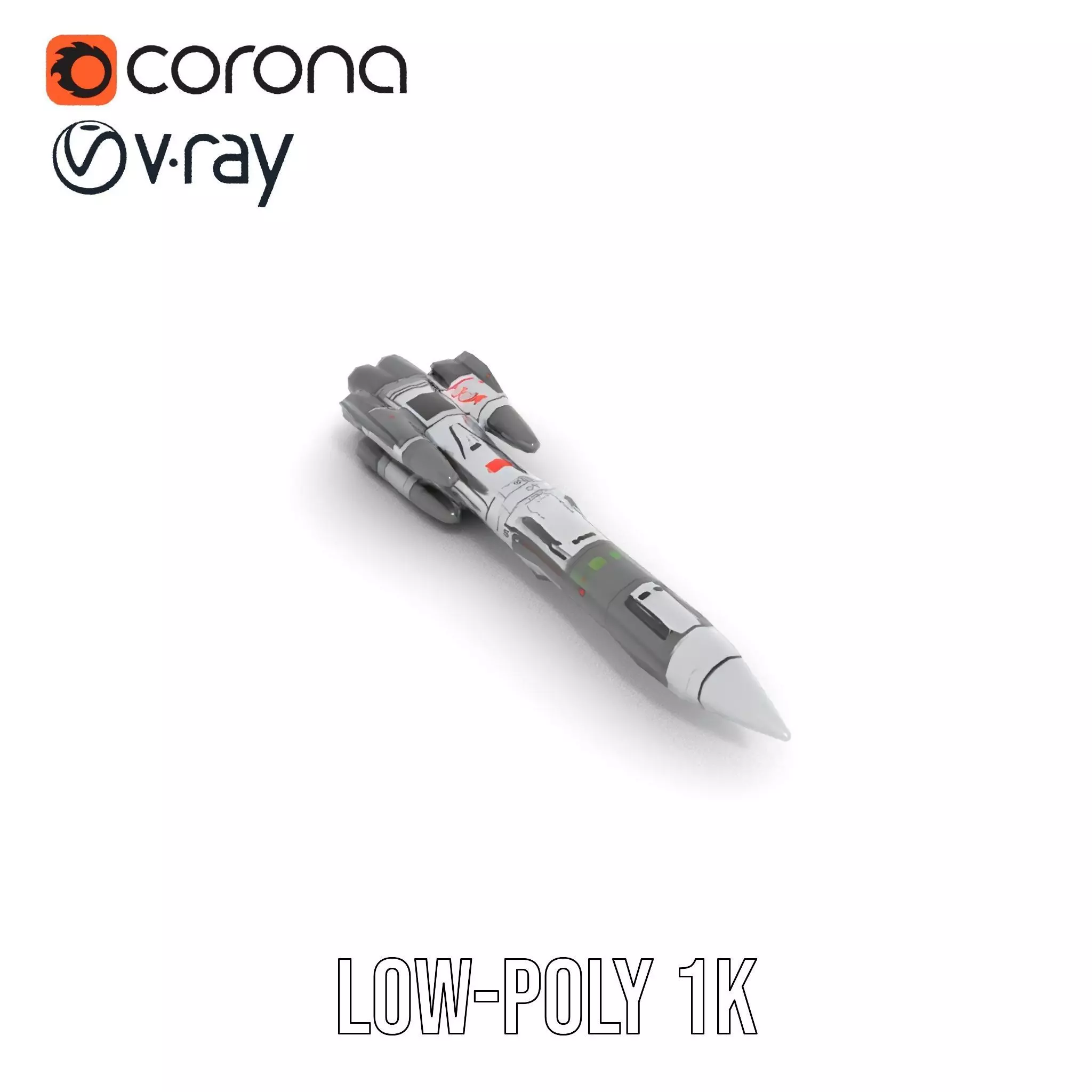 Futuristic Space Rocket model pack Low-poly 3D model_8