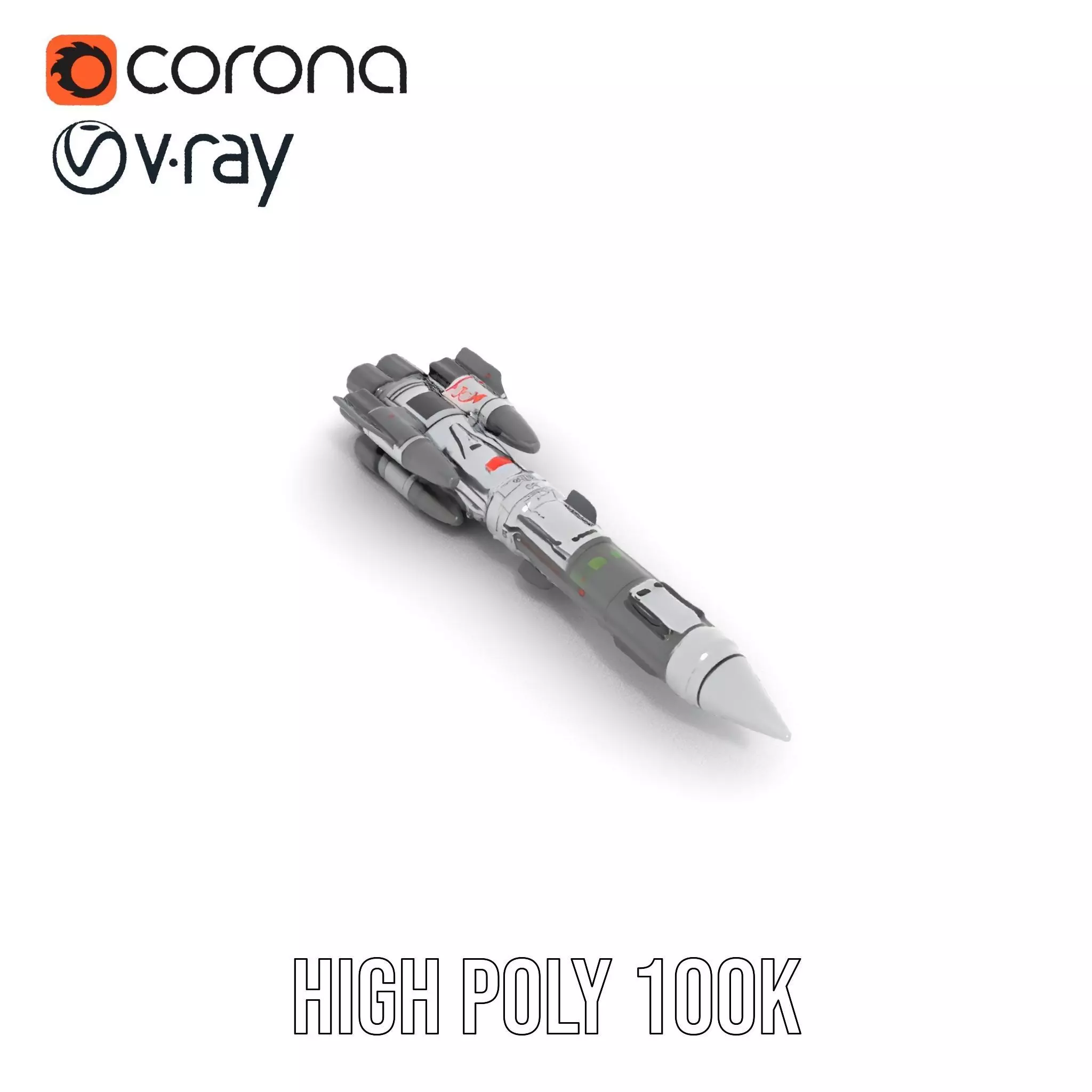 Futuristic Space Rocket model pack Low-poly 3D model_21