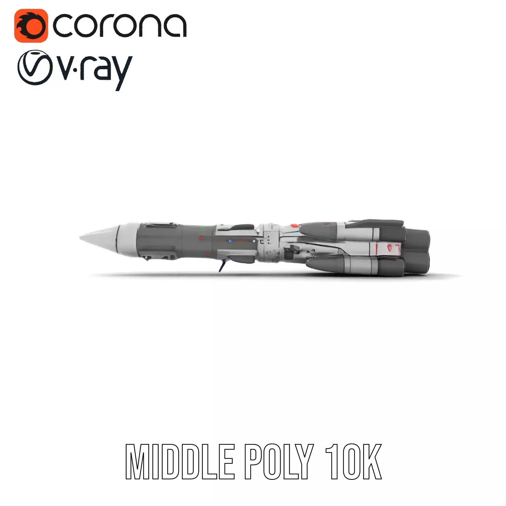 Futuristic Space Rocket model pack Low-poly 3D model_15