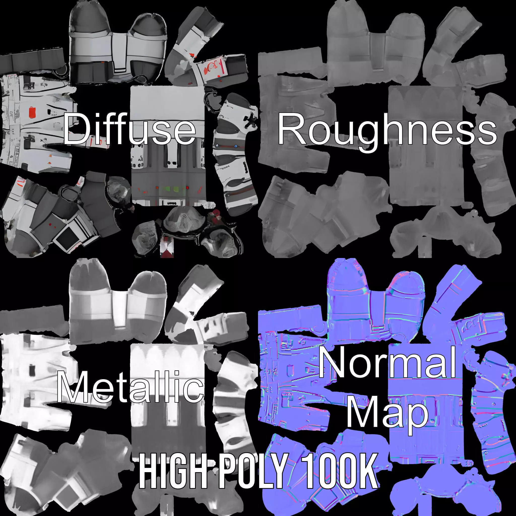 Futuristic Space Rocket model pack Low-poly 3D model_4