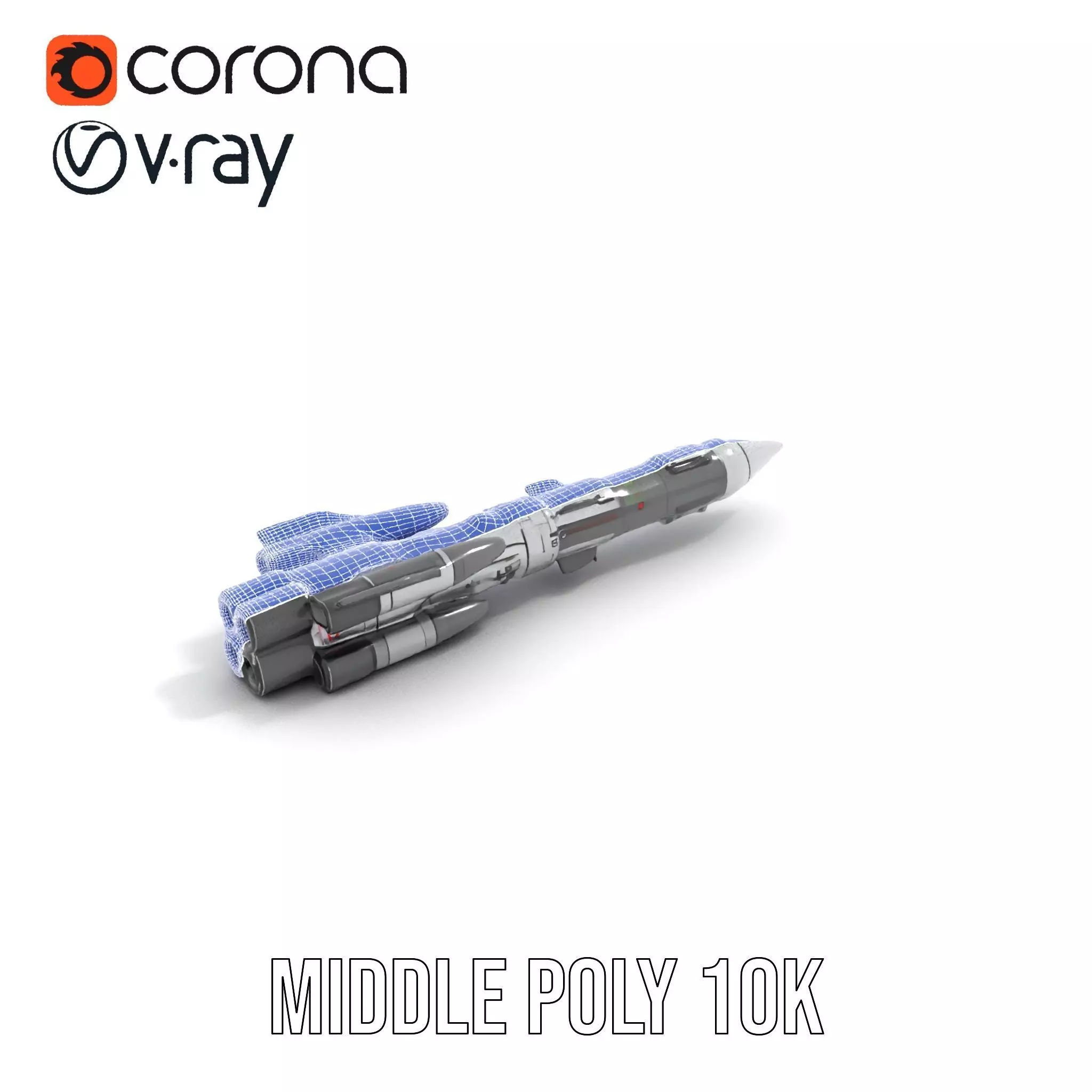 Futuristic Space Rocket model pack Low-poly 3D model_22