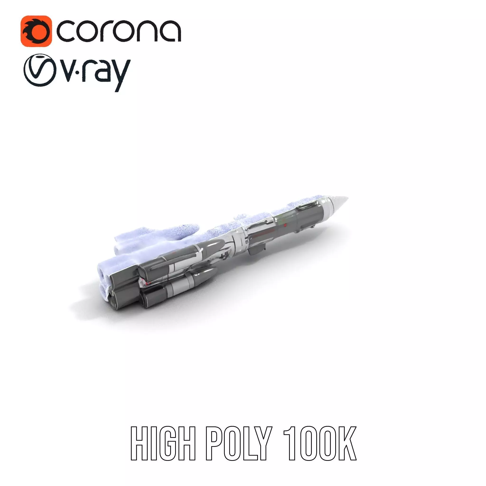 Futuristic Space Rocket model pack Low-poly 3D model_30