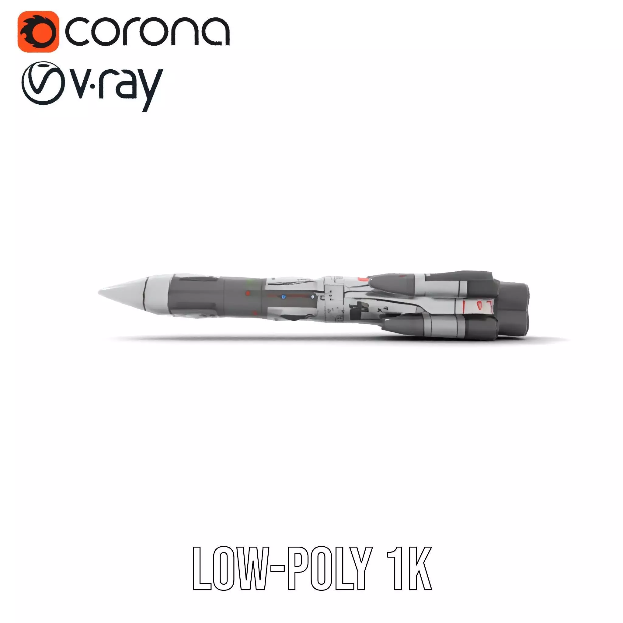 Futuristic Space Rocket model pack Low-poly 3D model_20