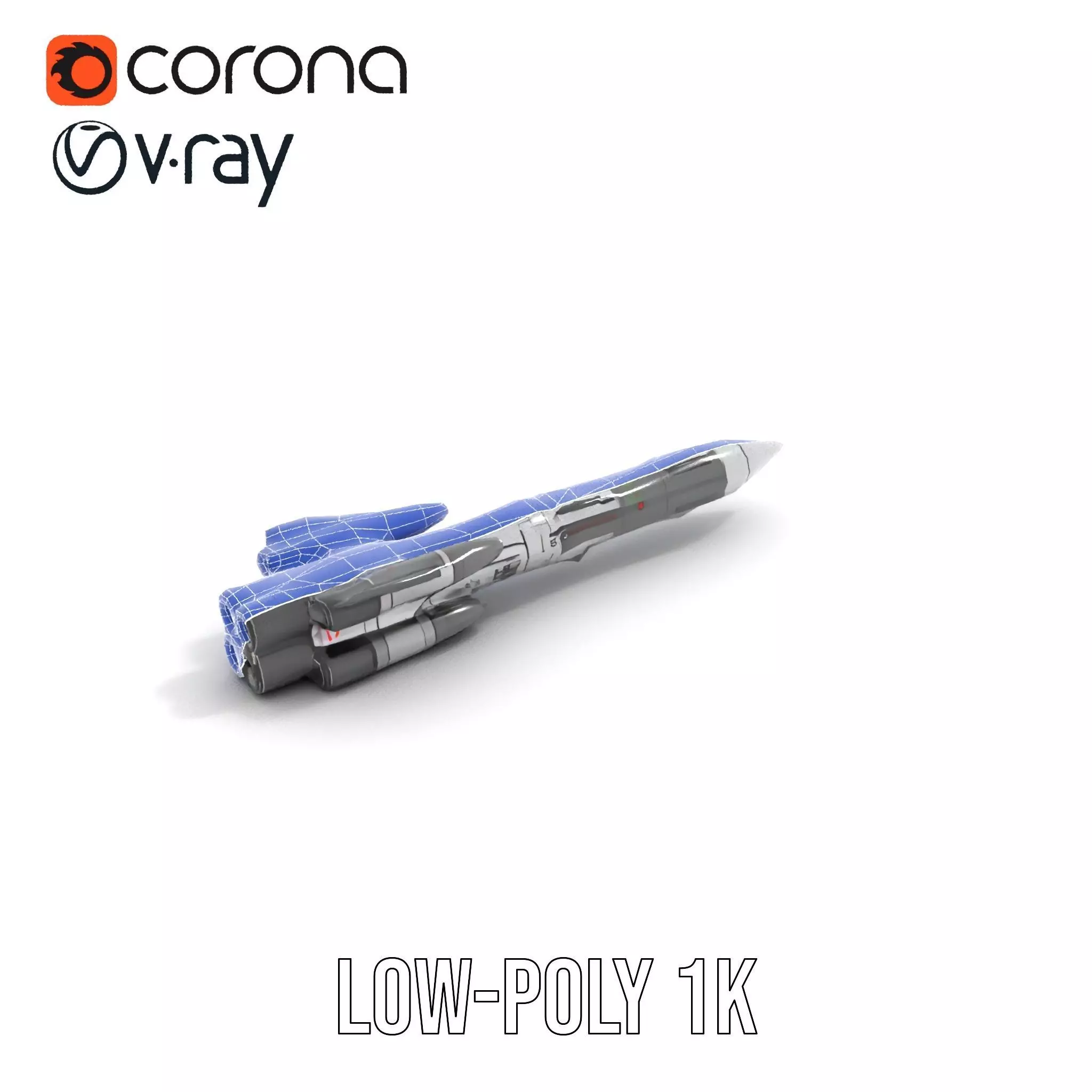 Futuristic Space Rocket model pack Low-poly 3D model_29