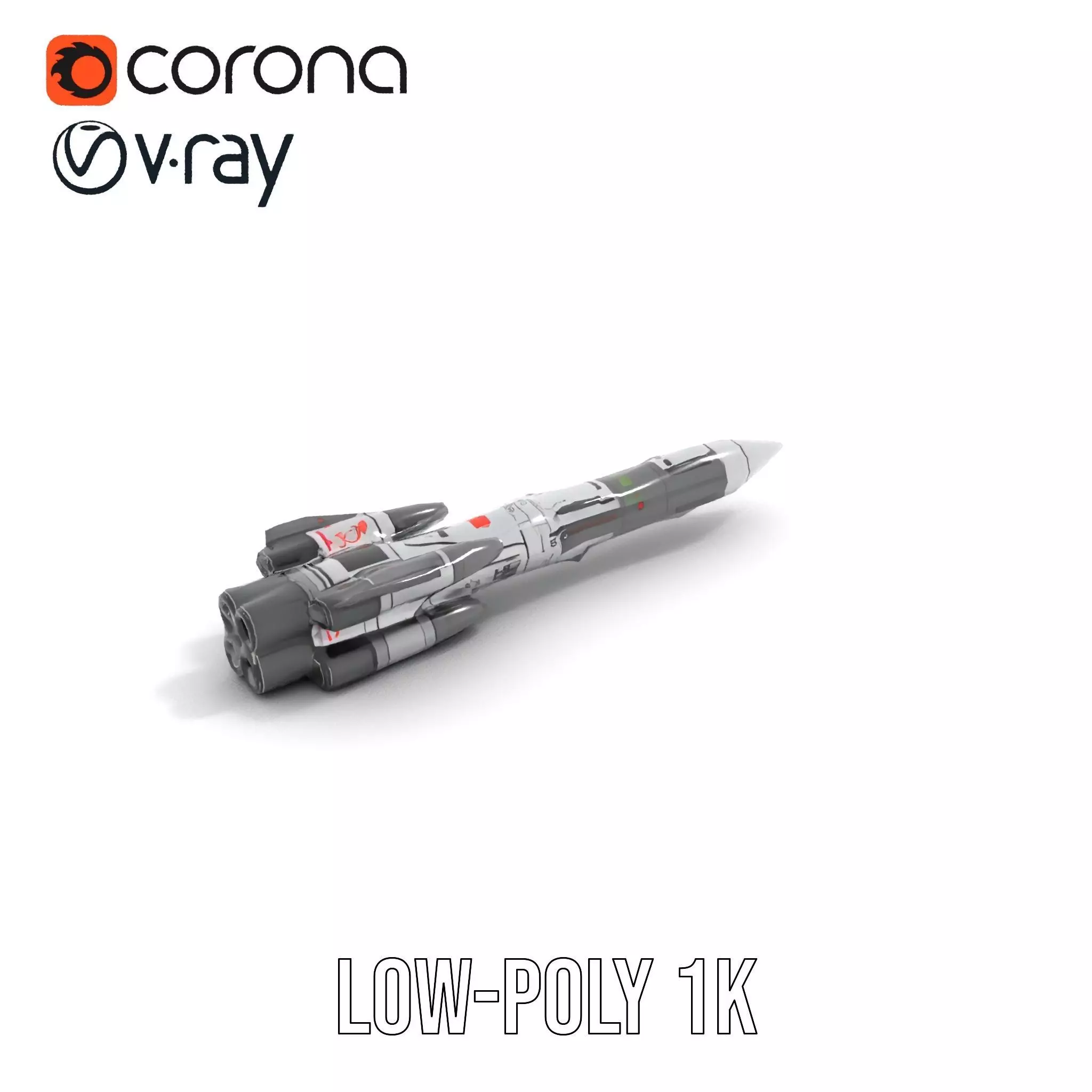 Futuristic Space Rocket model pack Low-poly 3D model_13