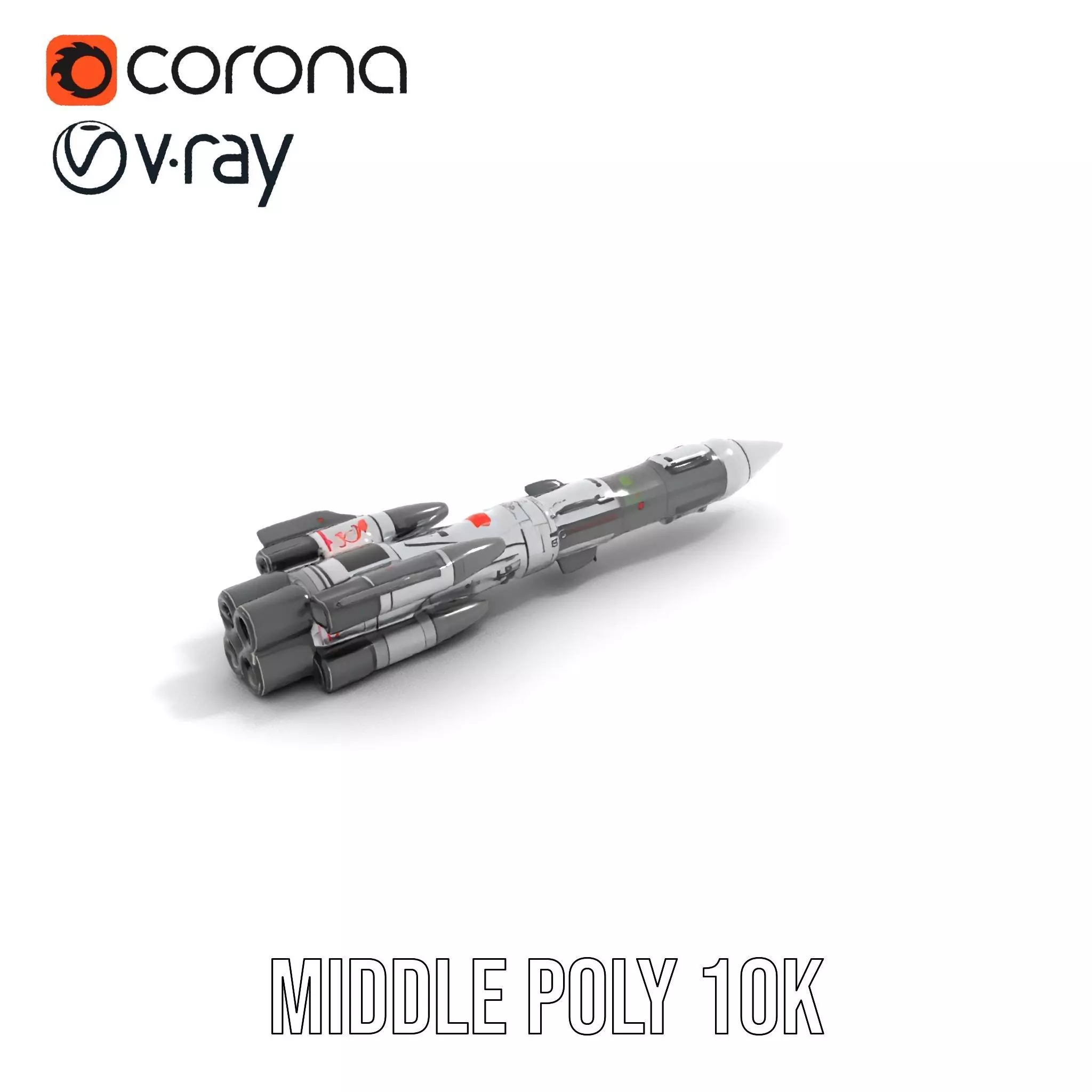 Futuristic Space Rocket model pack Low-poly 3D model_12