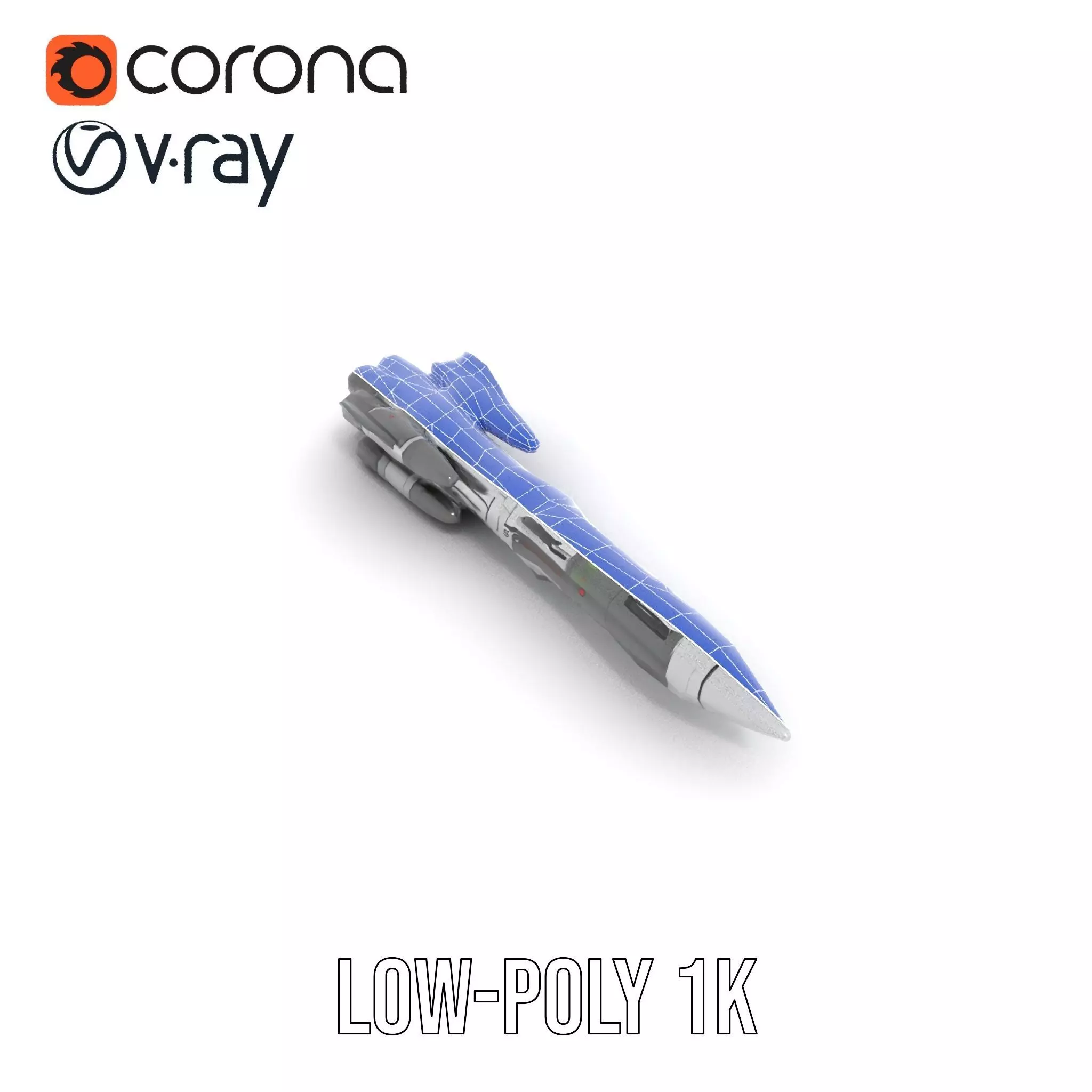 Futuristic Space Rocket model pack Low-poly 3D model_32