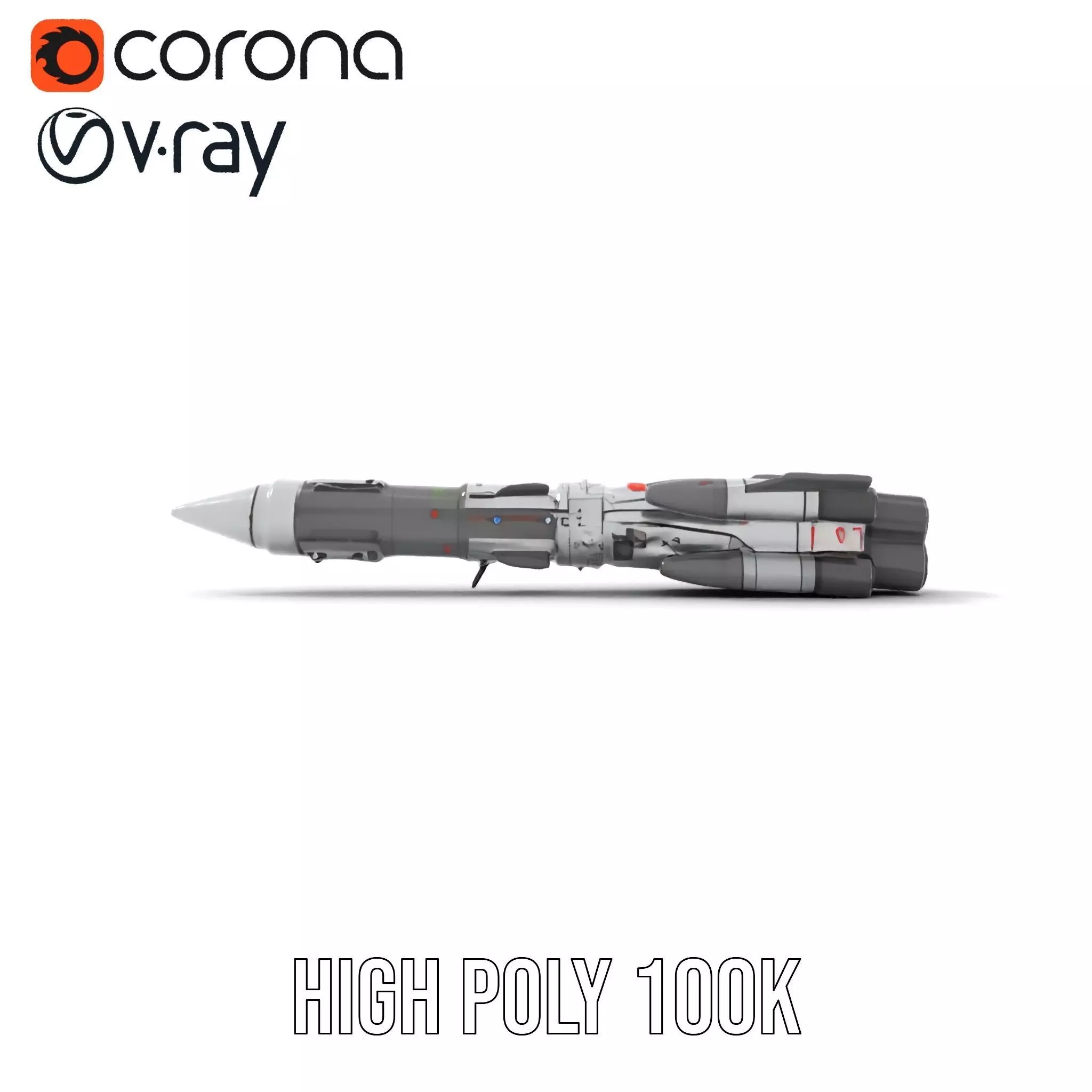 Futuristic Space Rocket model pack Low-poly 3D model_27