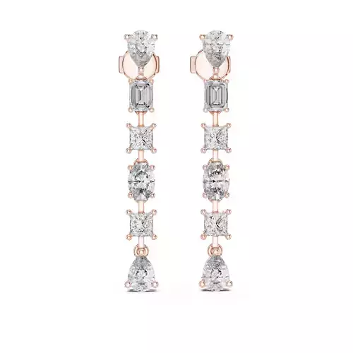 Pear Emerald Princess Oval  Diamond Earring 3DM STL Video 3D print model