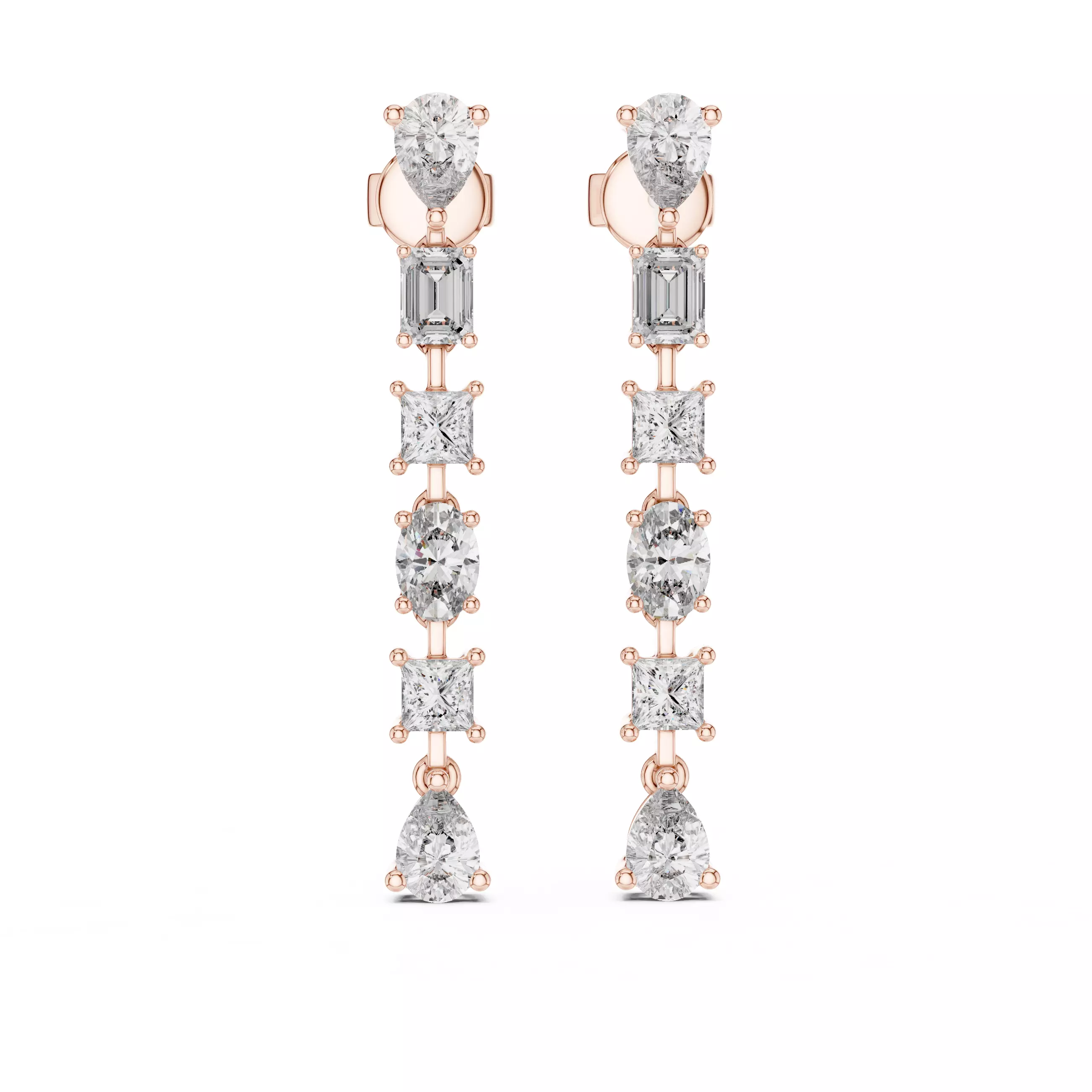 Pear Emerald Princess Oval Diamond Earring 3DM STL Video 3D print model