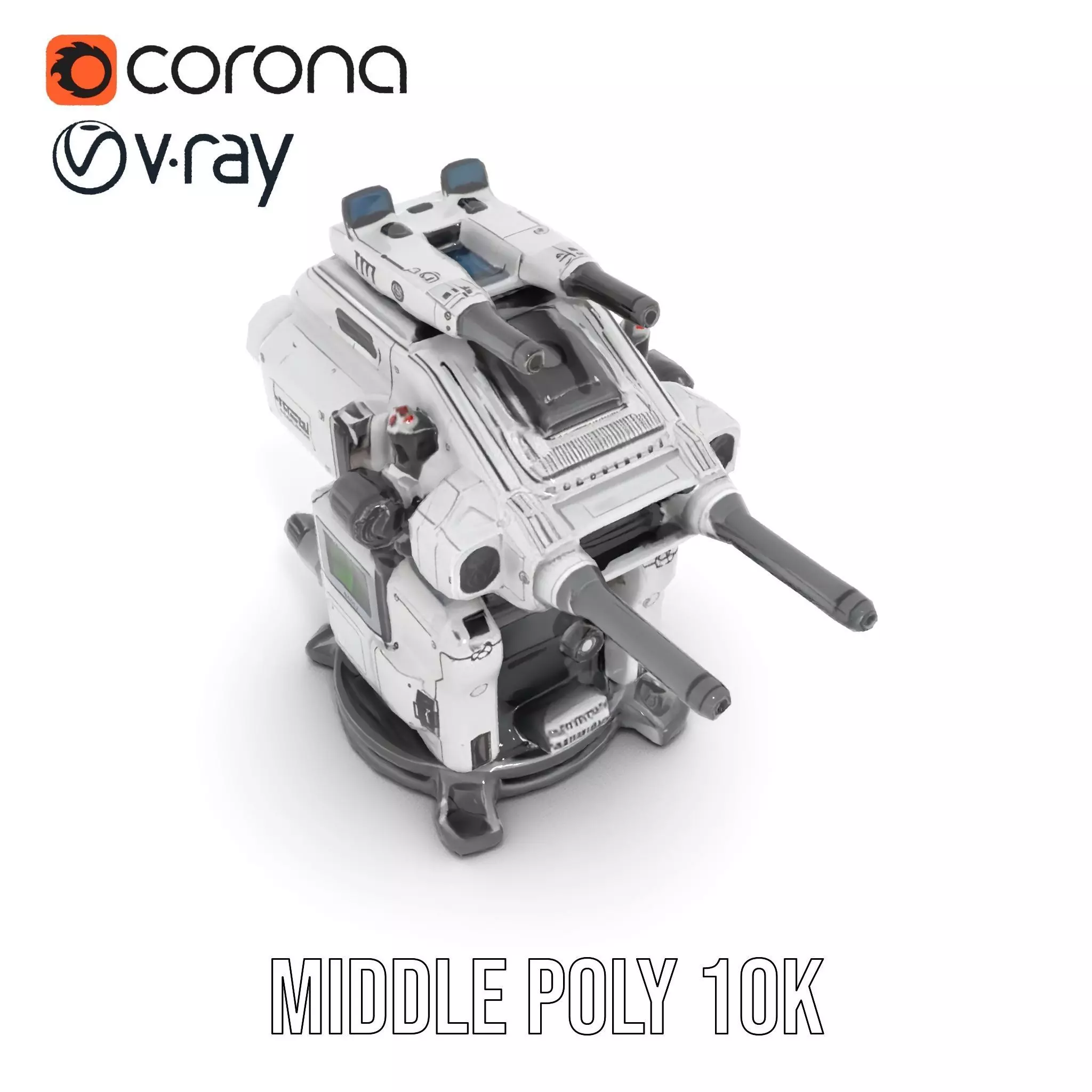Futuristic Turret Model Pack with Advanced Features Low-poly 3D model_6