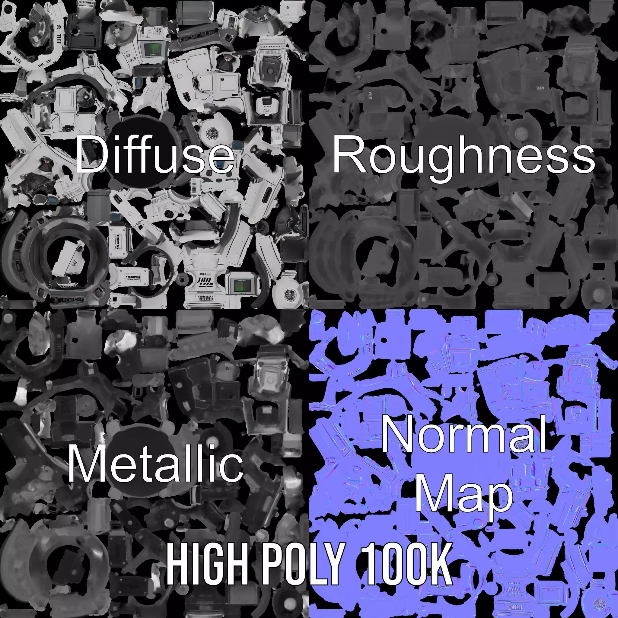 Futuristic Turret Model Pack with Advanced Features Low-poly 3D model_4