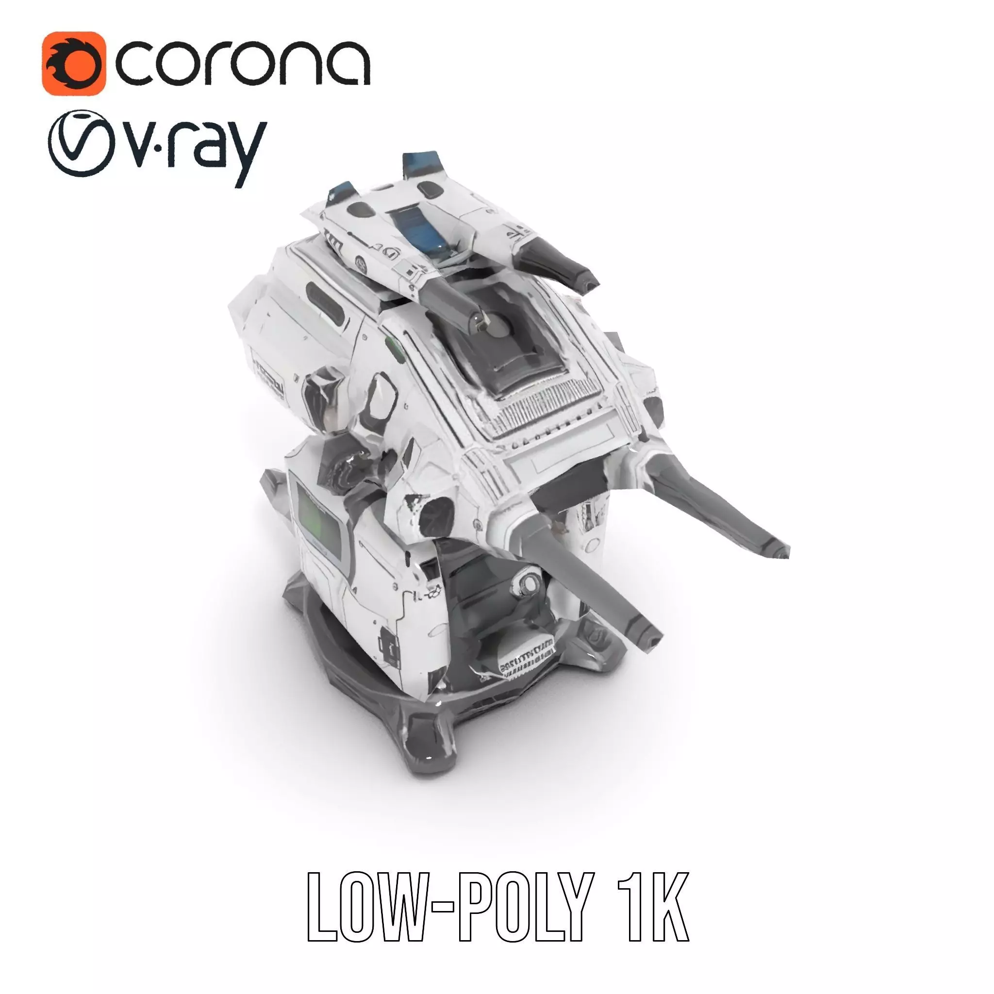 Futuristic Turret Model Pack with Advanced Features Low-poly 3D model_10