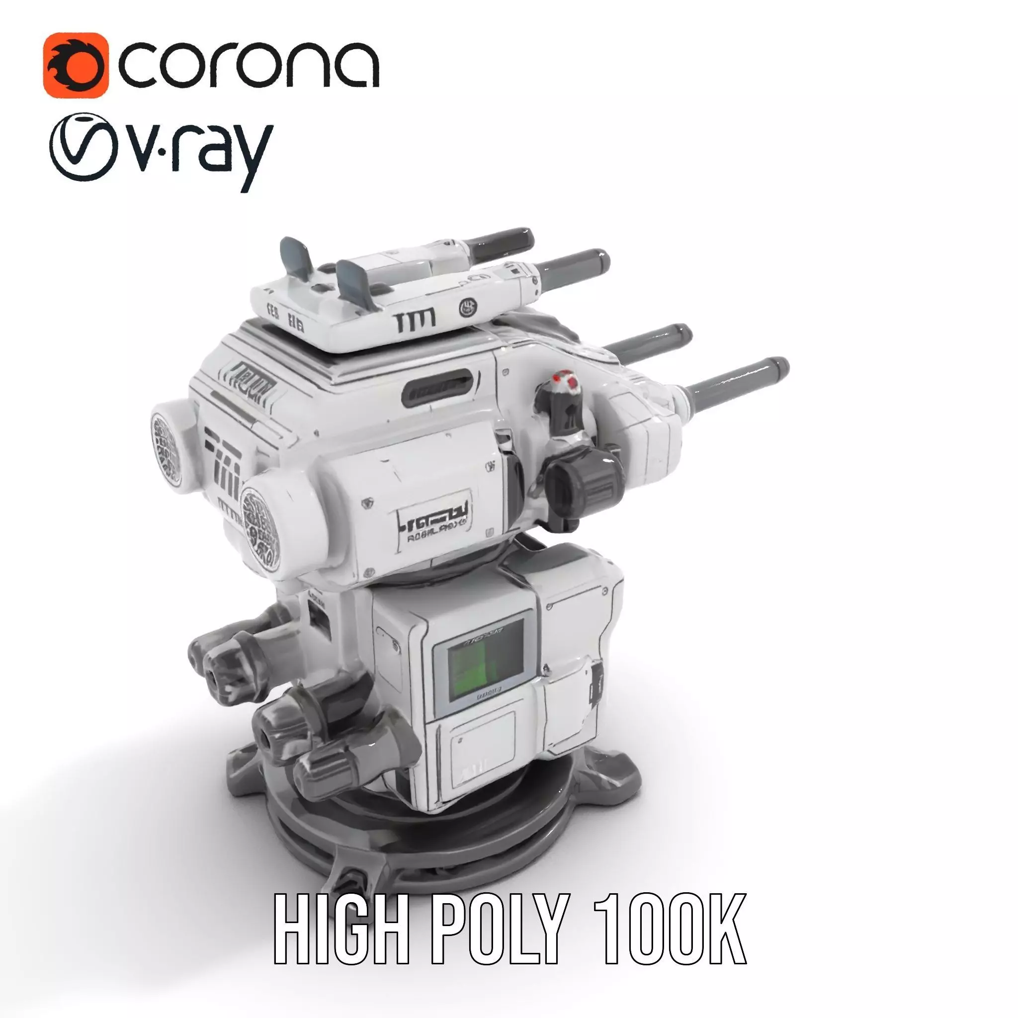 Futuristic Turret Model Pack with Advanced Features Low-poly 3D model_19