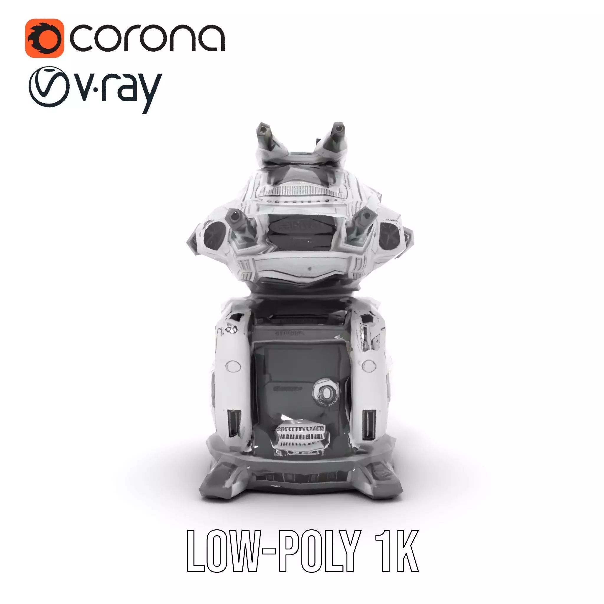 Futuristic Turret Model Pack with Advanced Features Low-poly 3D model_8