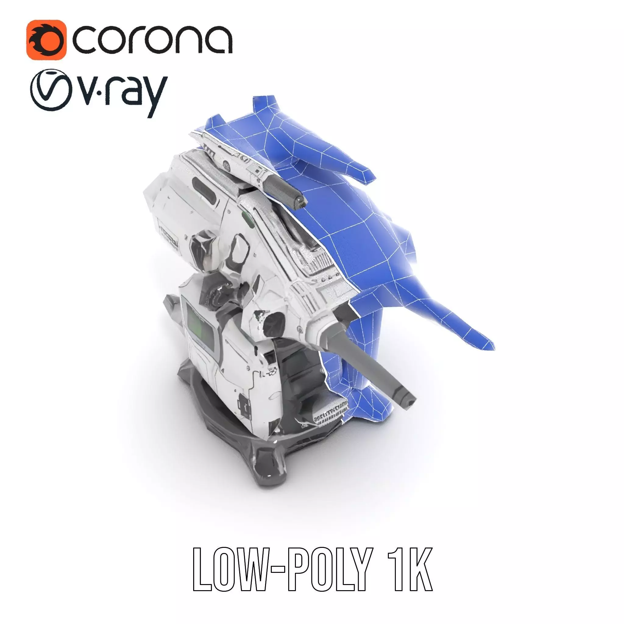 Futuristic Turret Model Pack with Advanced Features Low-poly 3D model_29