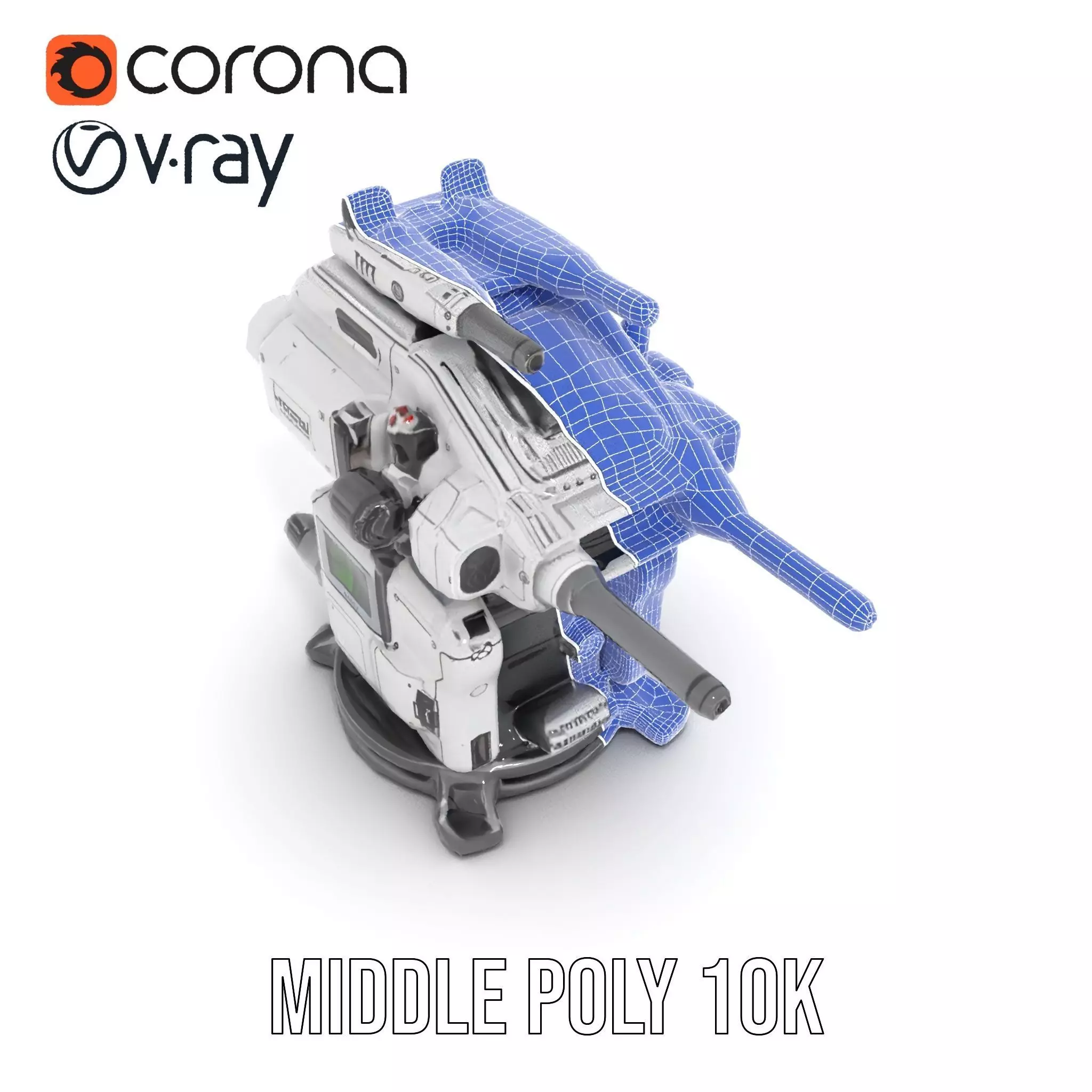 Futuristic Turret Model Pack with Advanced Features Low-poly 3D model_23