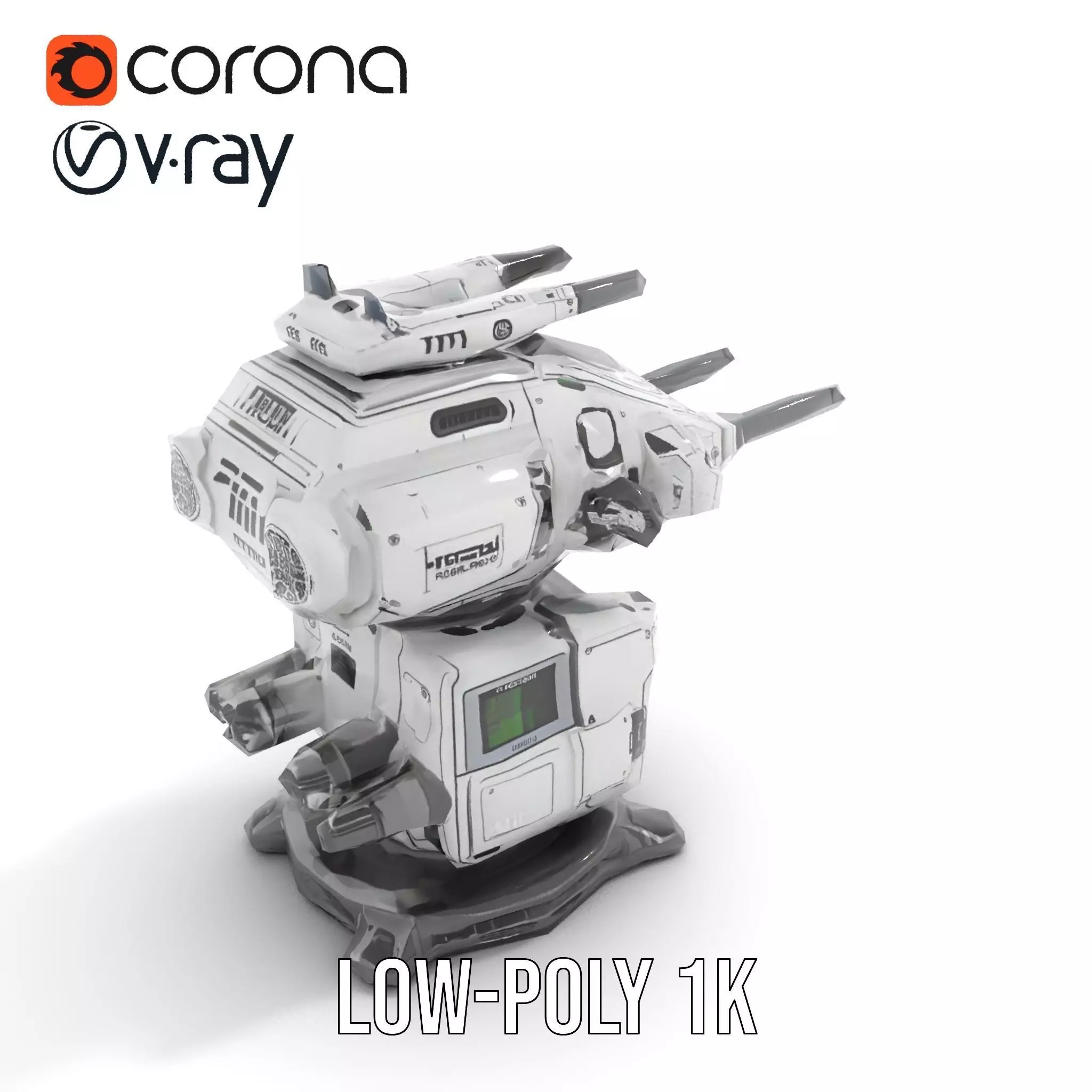 Futuristic Turret Model Pack with Advanced Features Low-poly 3D model_15