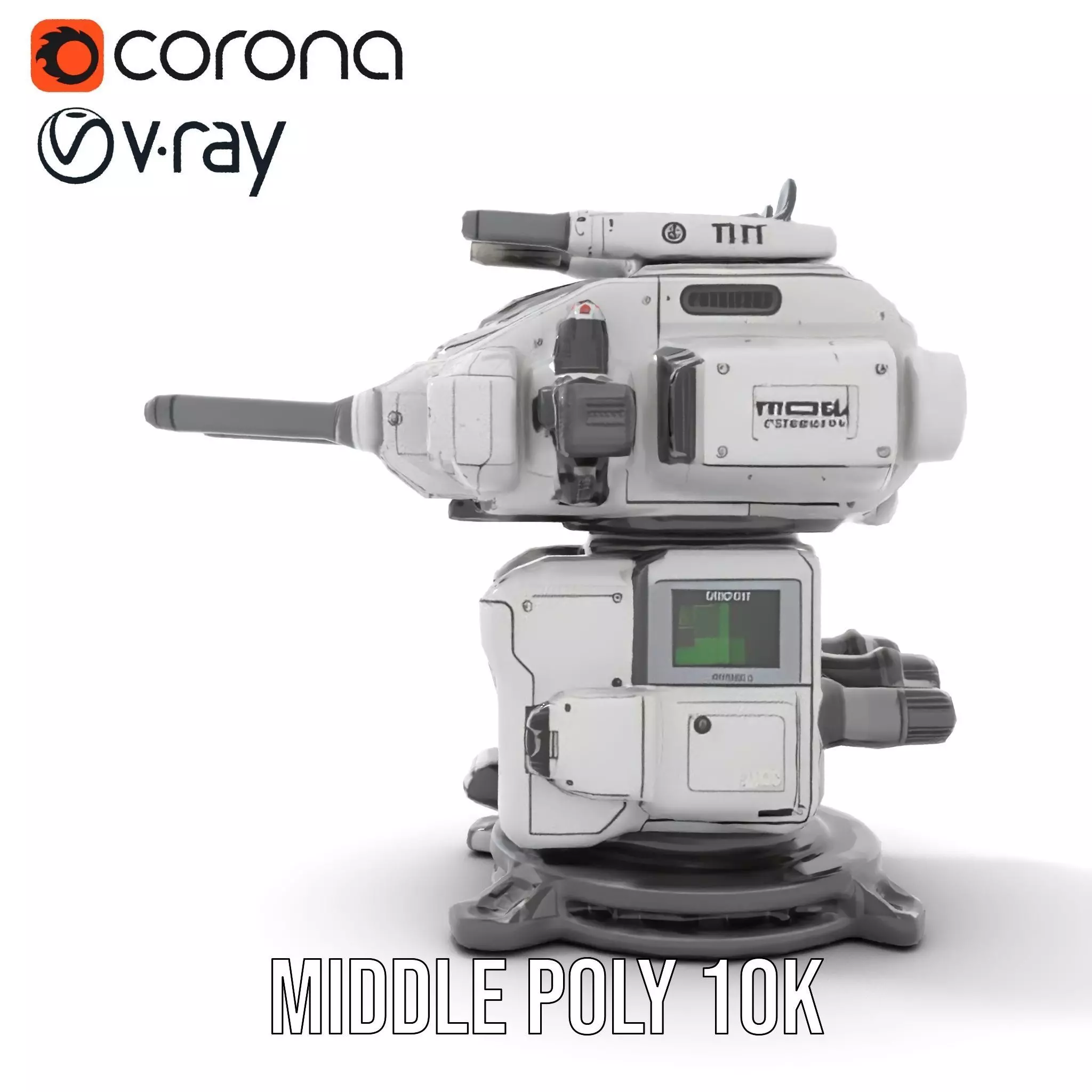 Futuristic Turret Model Pack with Advanced Features Low-poly 3D model_20