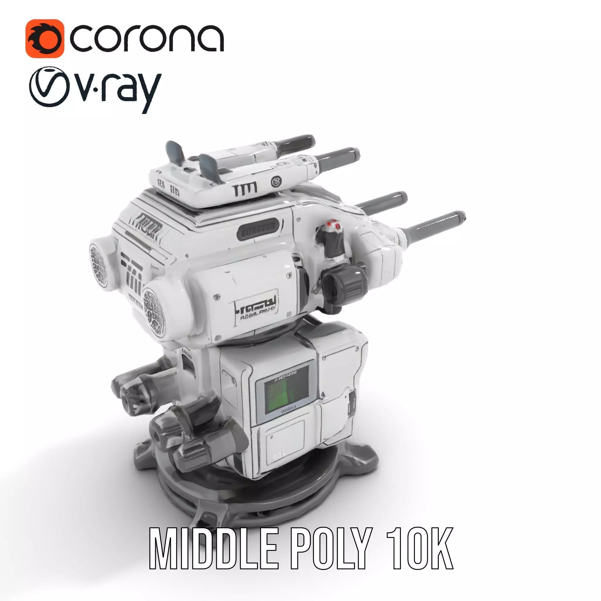 Futuristic Turret Model Pack with Advanced Features Low-poly 3D model_14