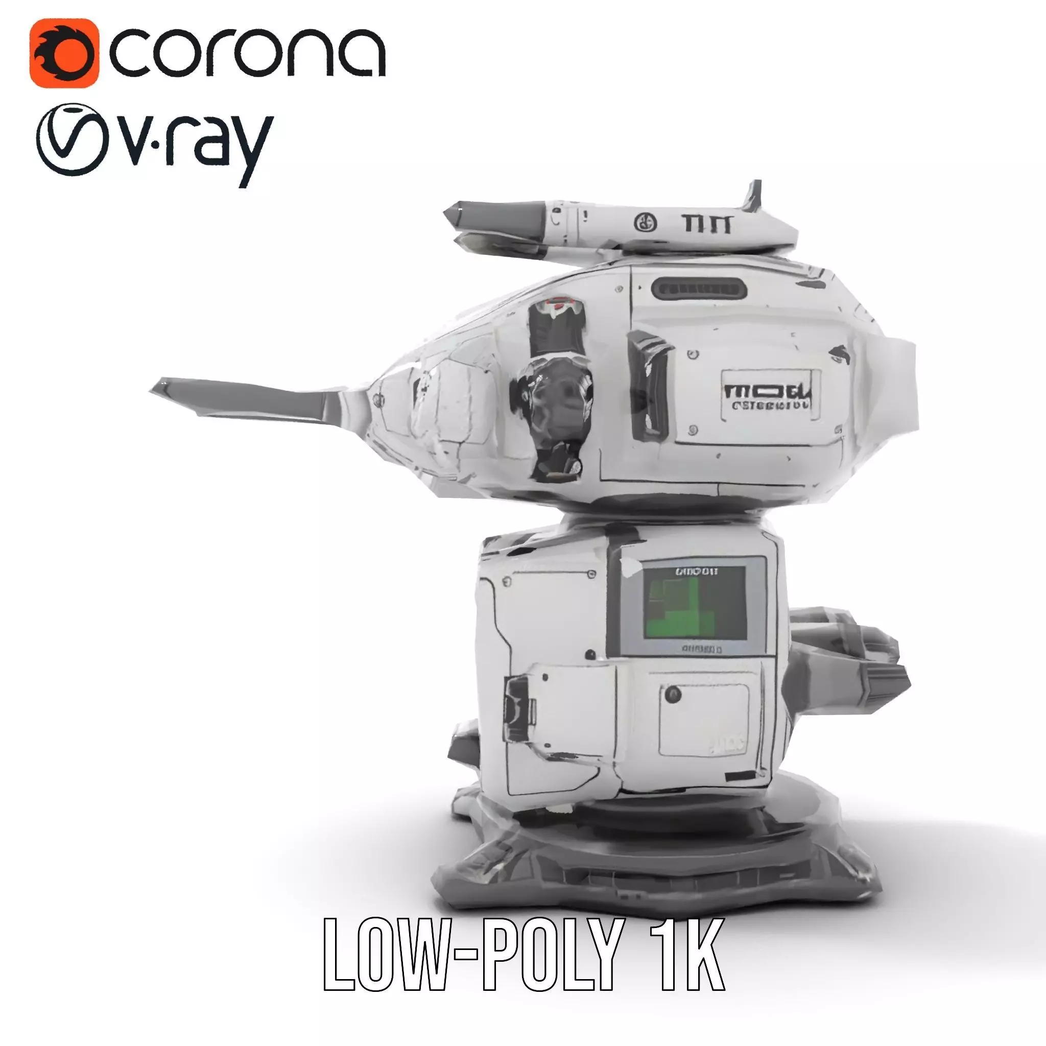 Futuristic Turret Model Pack with Advanced Features Low-poly 3D model_13