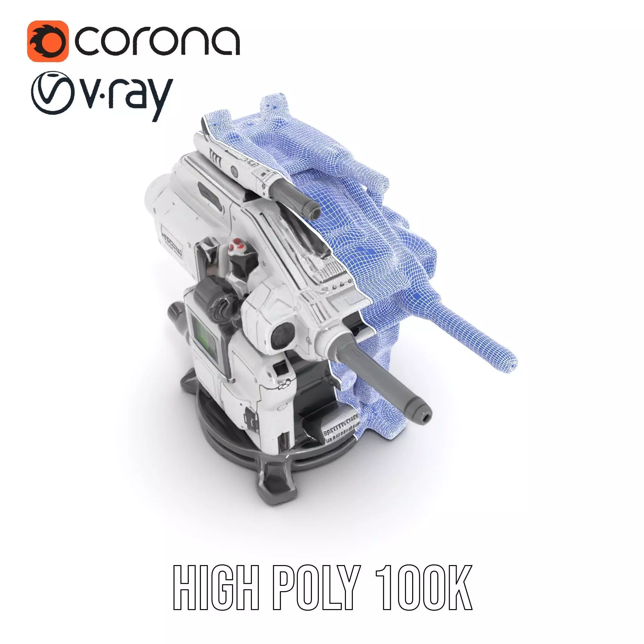 Futuristic Turret Model Pack with Advanced Features Low-poly 3D model_34