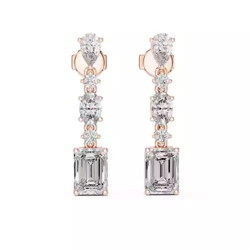 Emerald Oval Pear Round Diamond Earring 3DM STL Video 3D print model